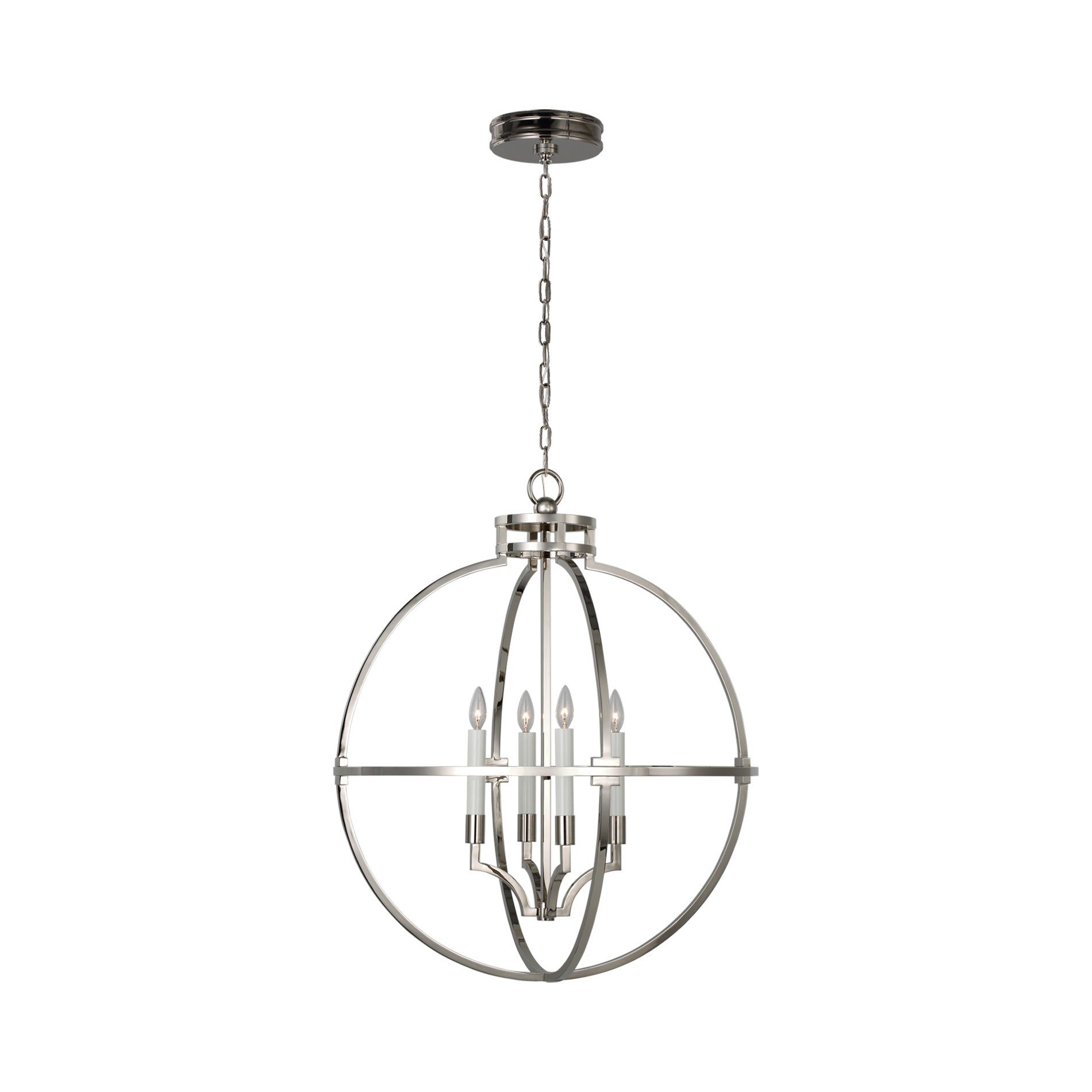 Lexie 30" Polished Nickel Globe Pendant with LED Candelabra