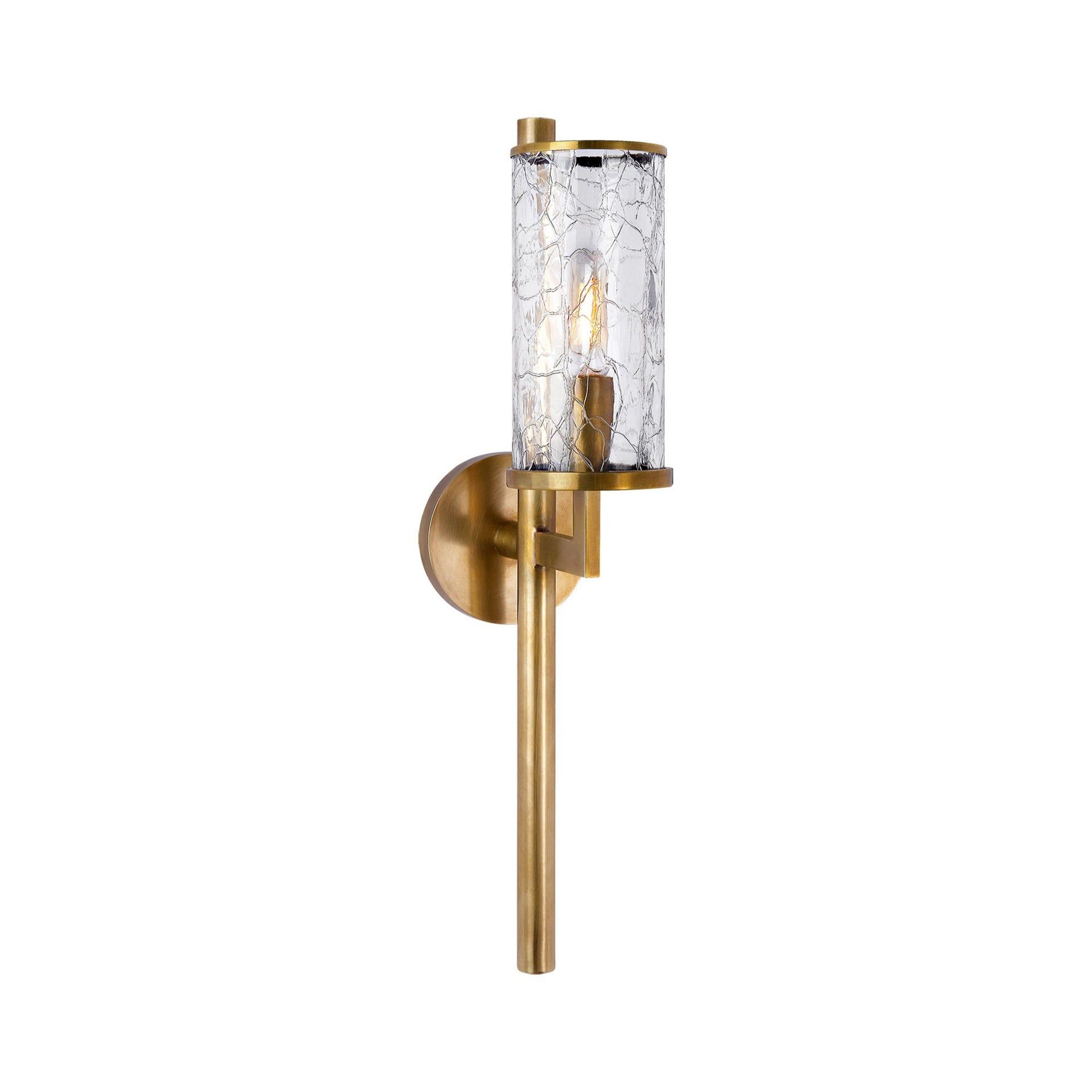 Liaison Antique-Burnished Brass Dimmable Wall Sconce with Crackle Glass