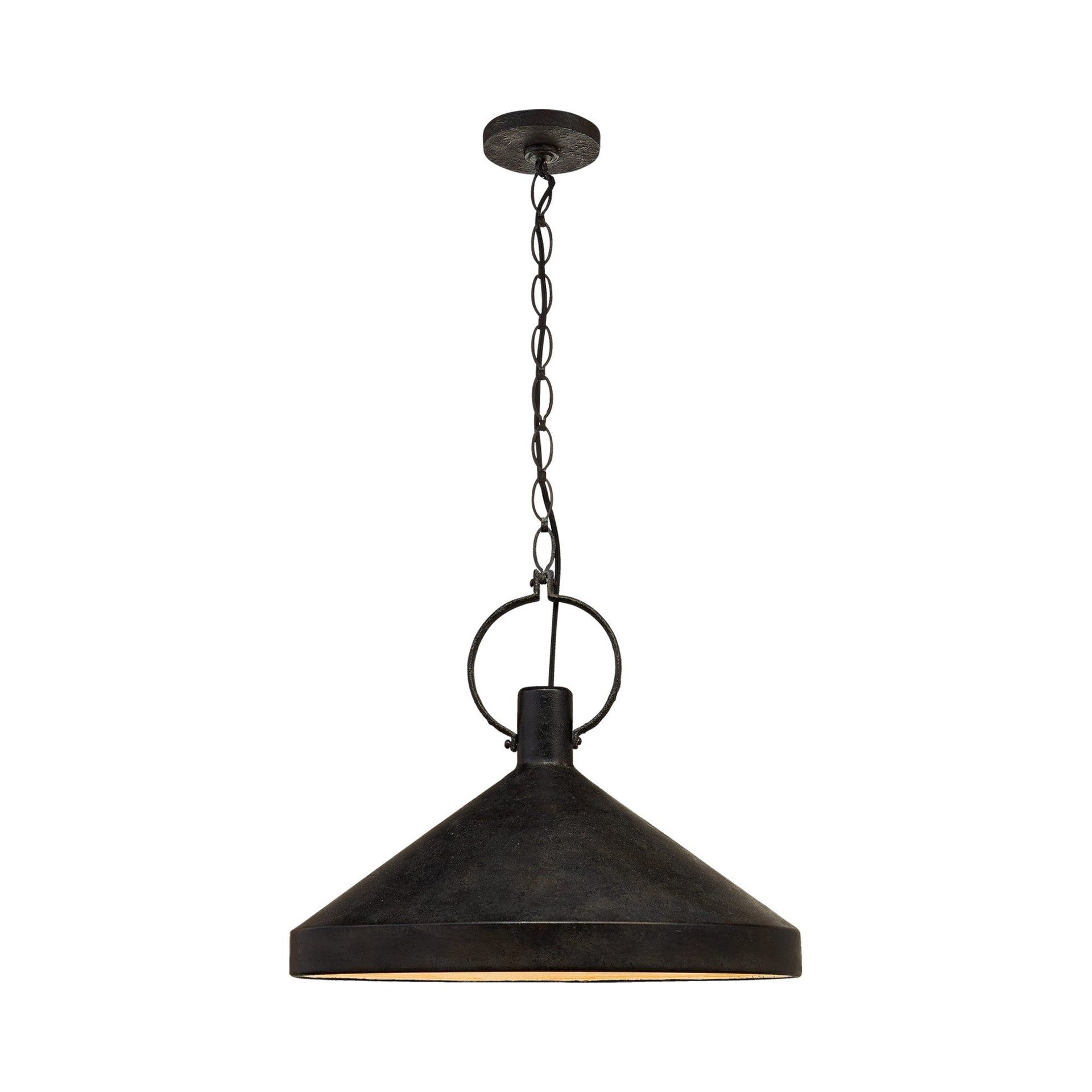 Aged Iron Slim Ring 24" Grande Pendant for Indoor/Outdoor