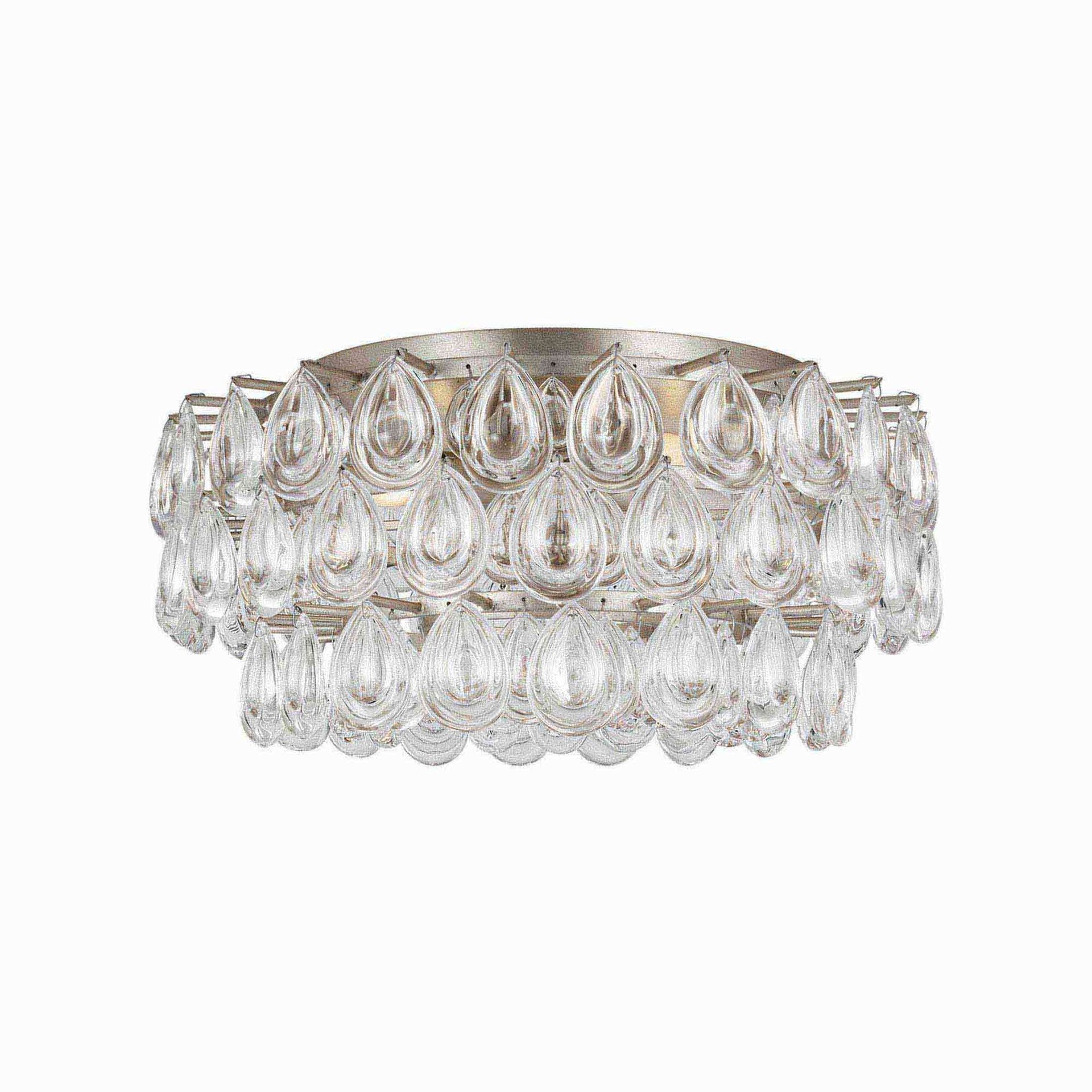 Liscia Crystal and Silver 4-Light Flush Mount