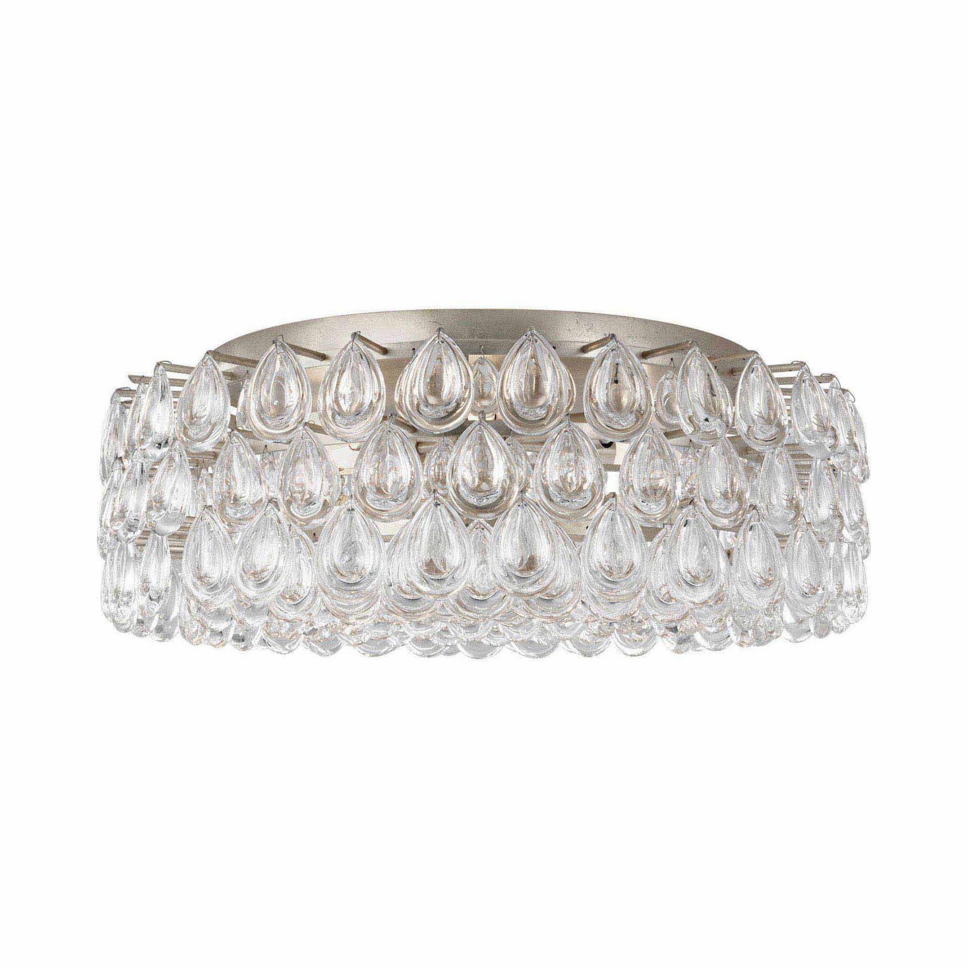 AERIN Liscia 25" Crystal and Burnished Silver Leaf Flush Mount