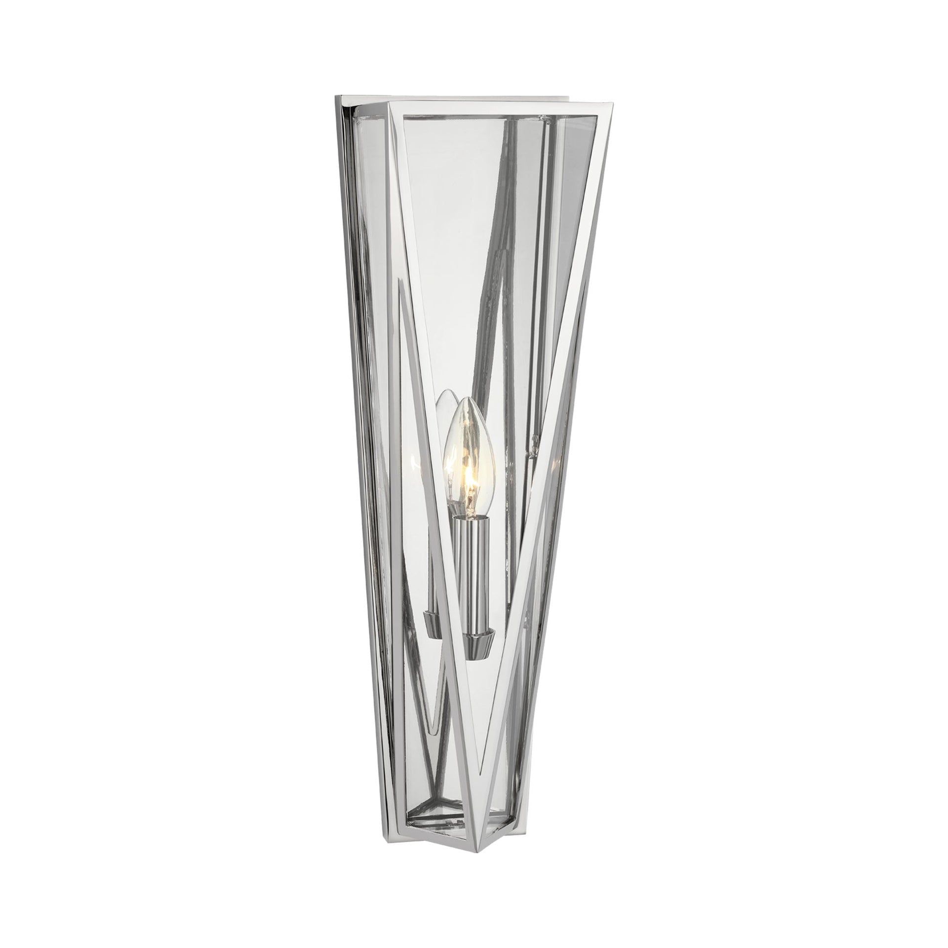Elongated Geometric Nickel Wall Sconce with Dimmable LED