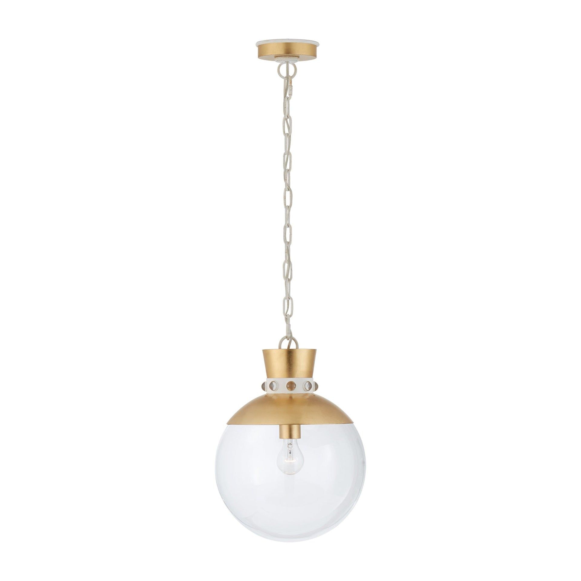 Lucia 17.5'' Gold Globe Pendant with White Gild Glass