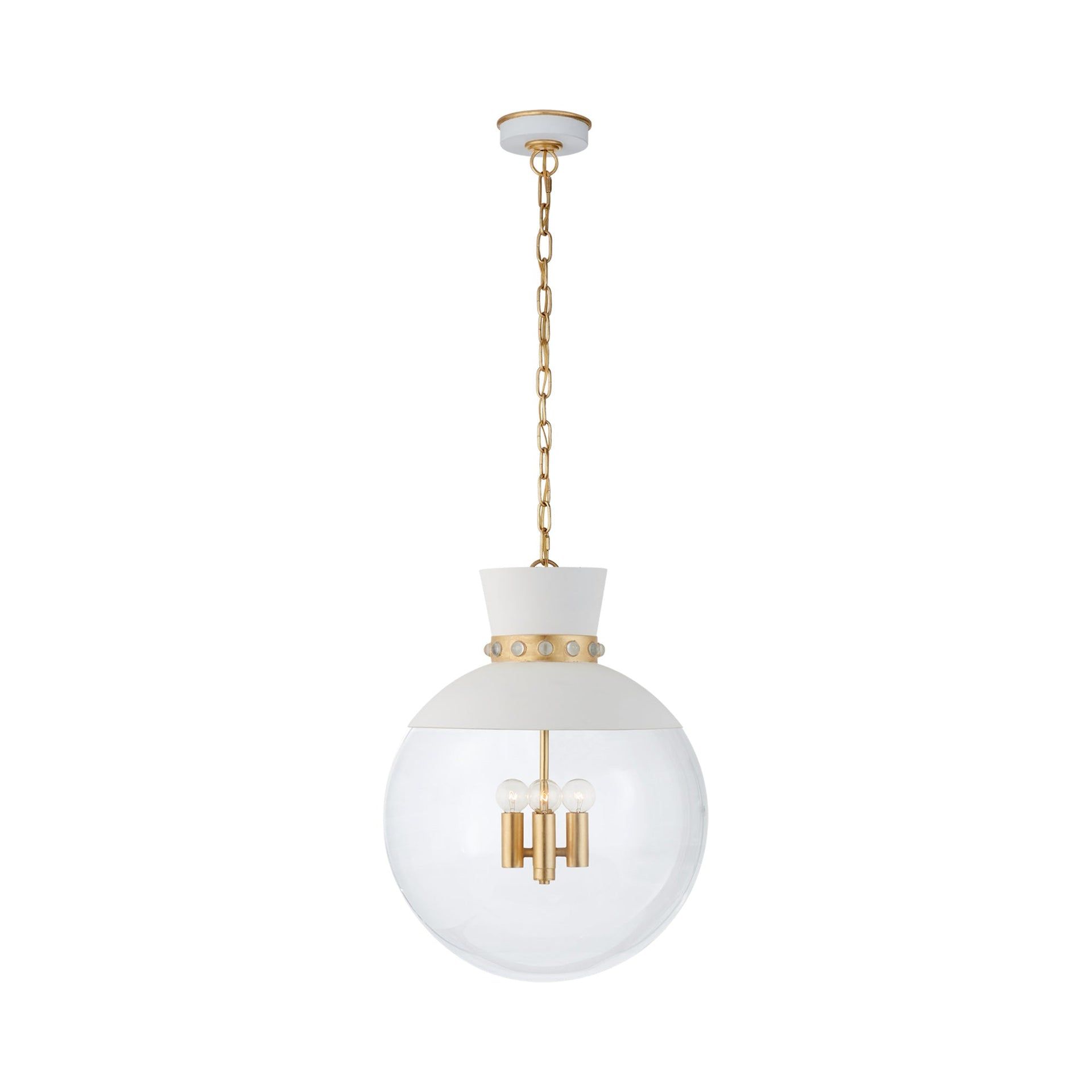 Lucia Gilded White 24" Globe Pendant with Clear Glass
