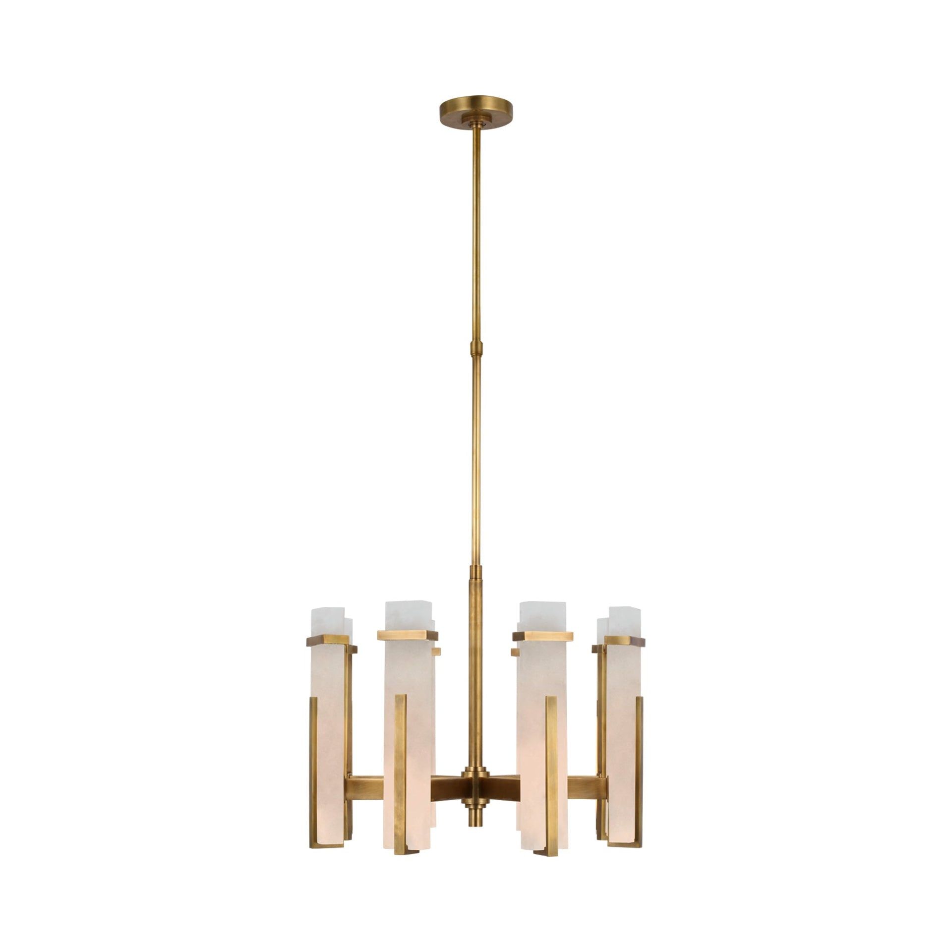 Malik 24" Hand-Rubbed Antique Brass LED Chandelier with Crystal Blocks
