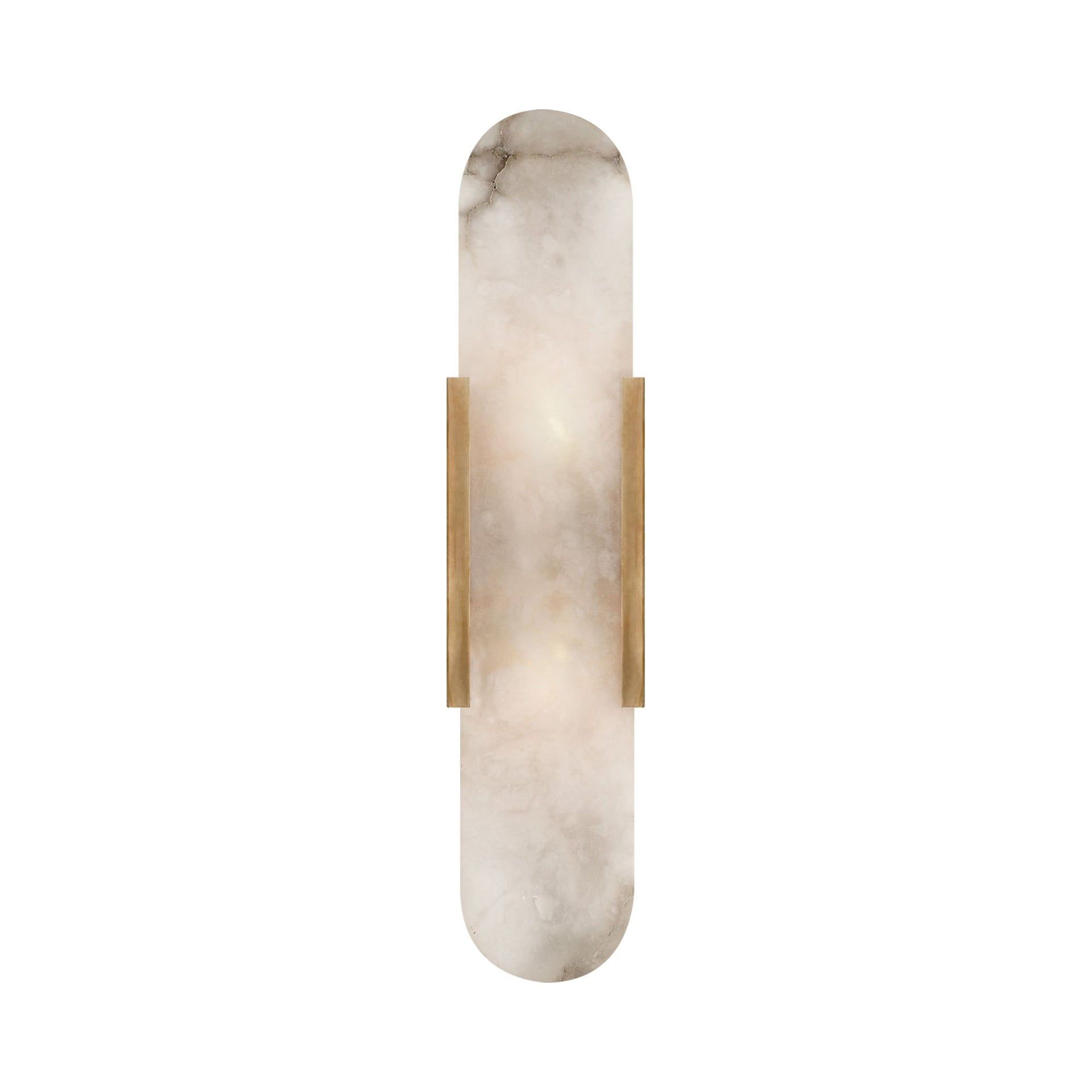 Antique-Burnished Brass and Bronze 20" Sconce with Alabaster Shade