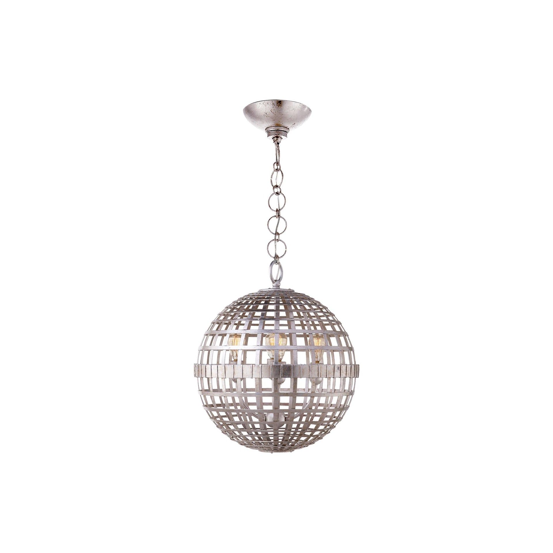 Burnished Silver Leaf Globe Pendant with Incandescent Light