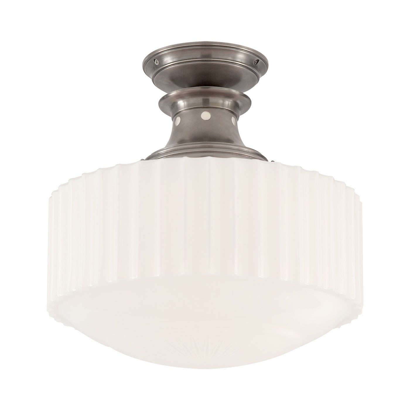 Milton Road Antique Nickel Schoolhouse Glass Flush Mount
