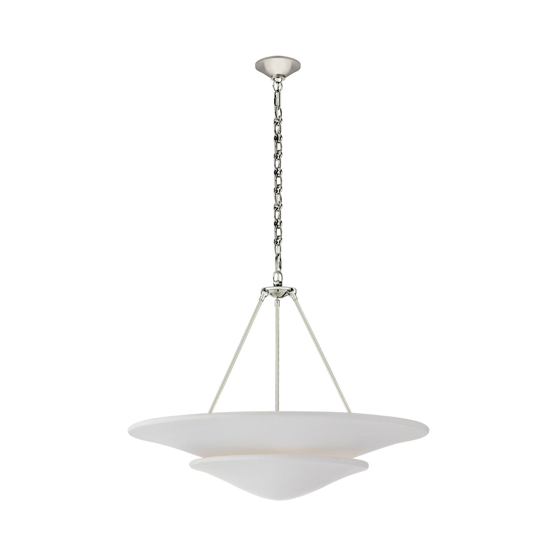 Elegant Tiered Crystal Chandelier in Polished Nickel, 25" Plug-in