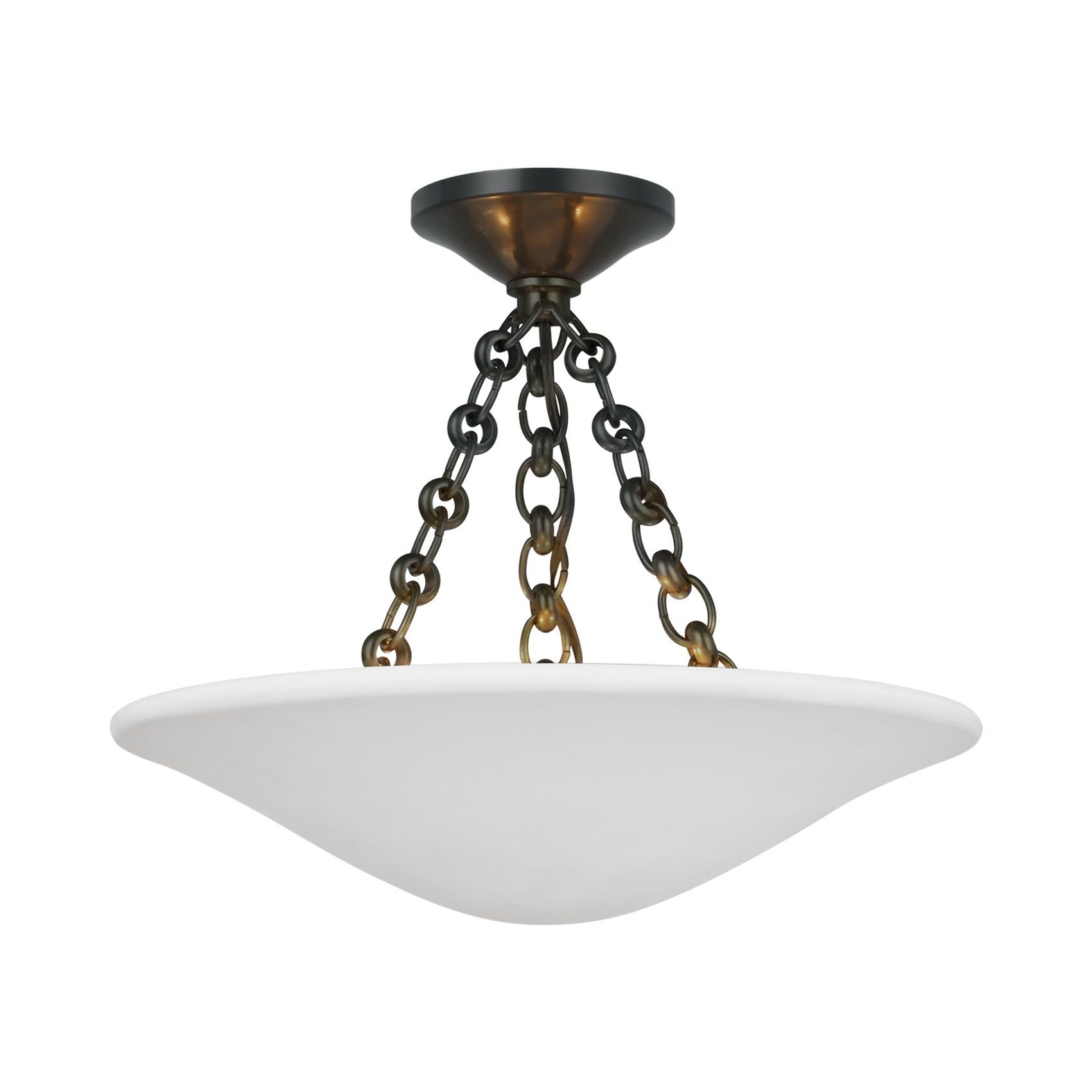 Plaster White and Bronze 16" Semi Flush Mount Light