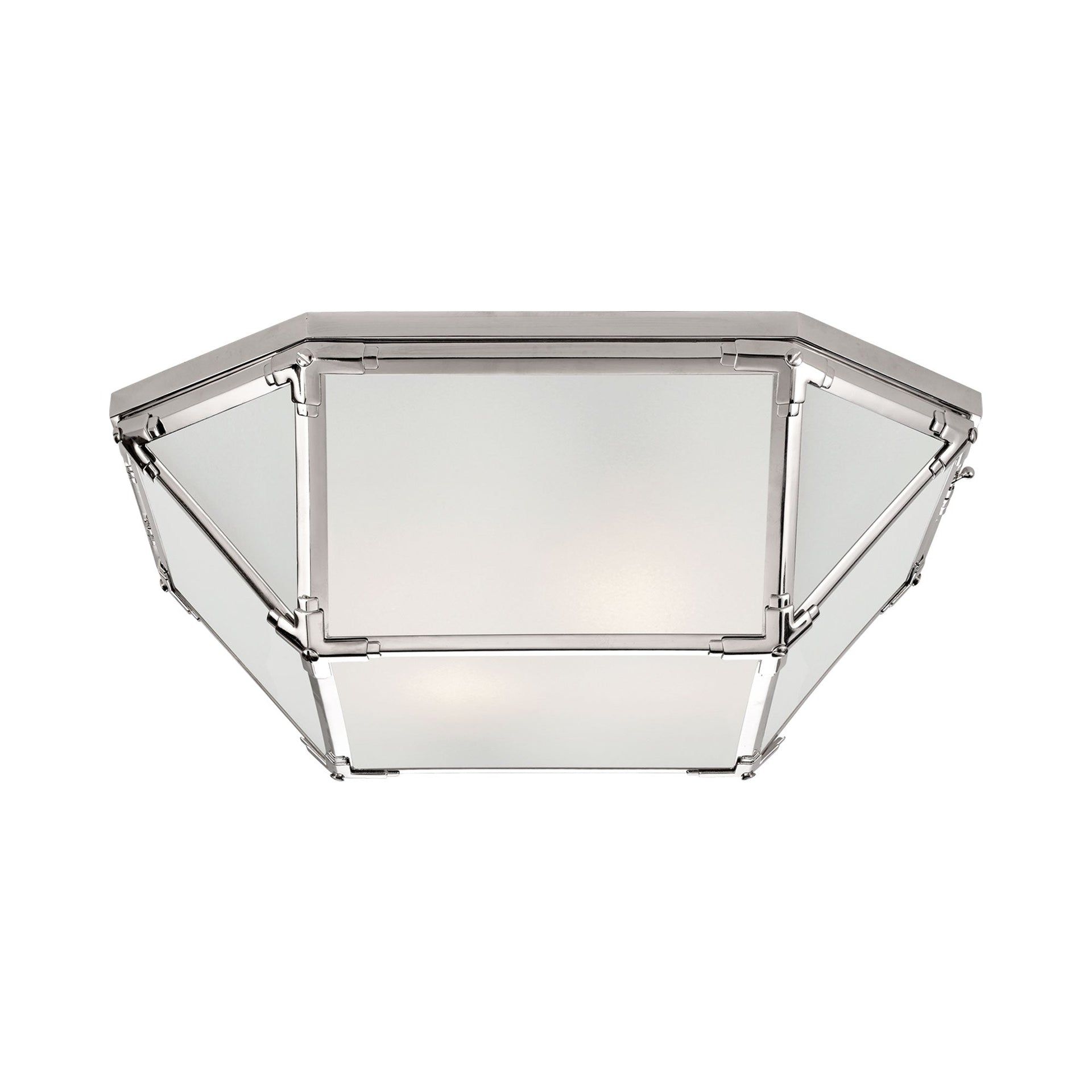 Morris Geometric Silhouette 20" Frosted Glass & Polished Nickel Flush Mount
