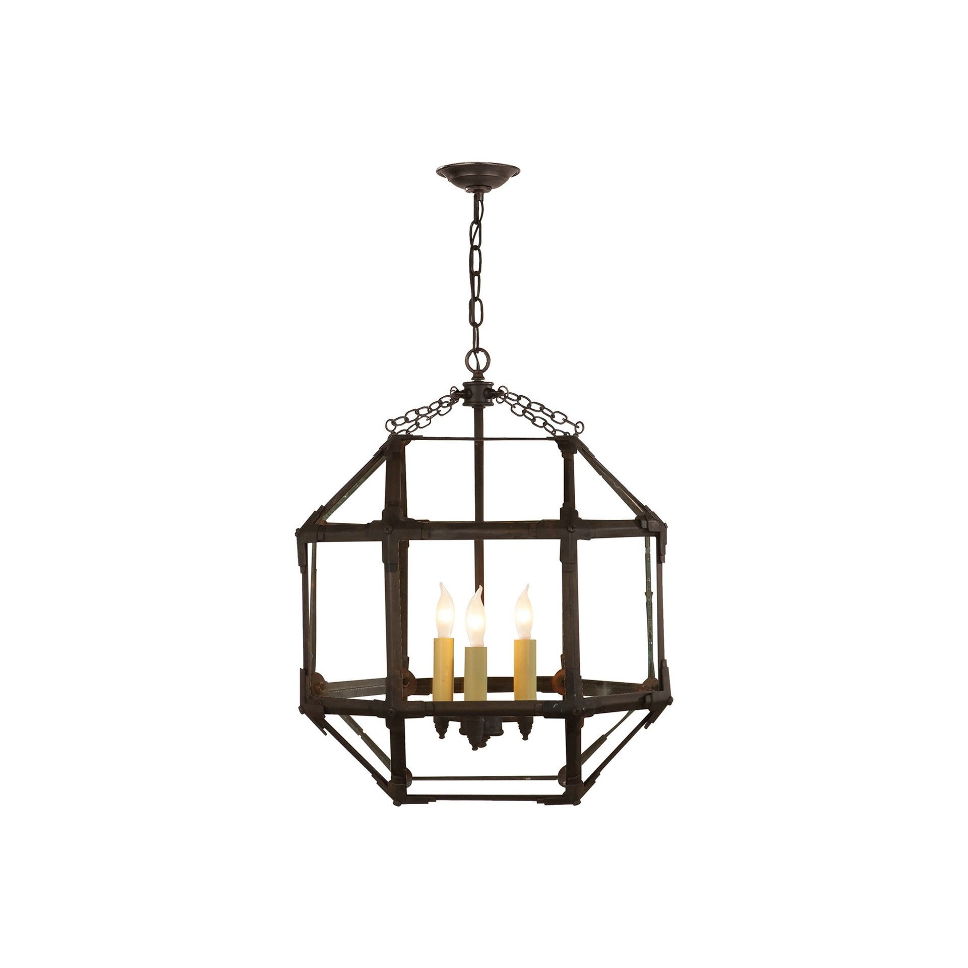 Morris Antique Zinc Clear Glass 3-Light Indoor/Outdoor Pendant