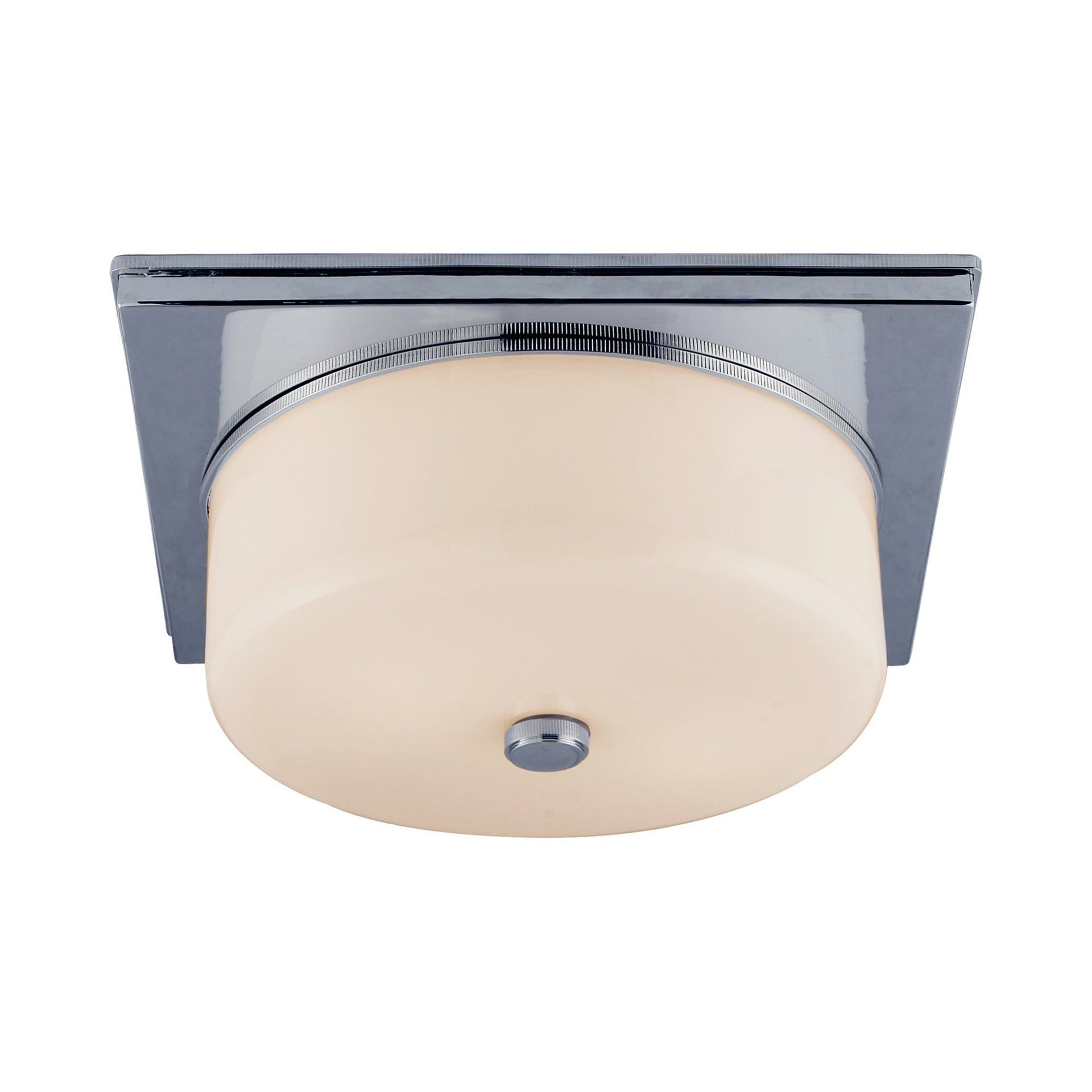 Polished Nickel and White Glass Drum Flush Mount Light