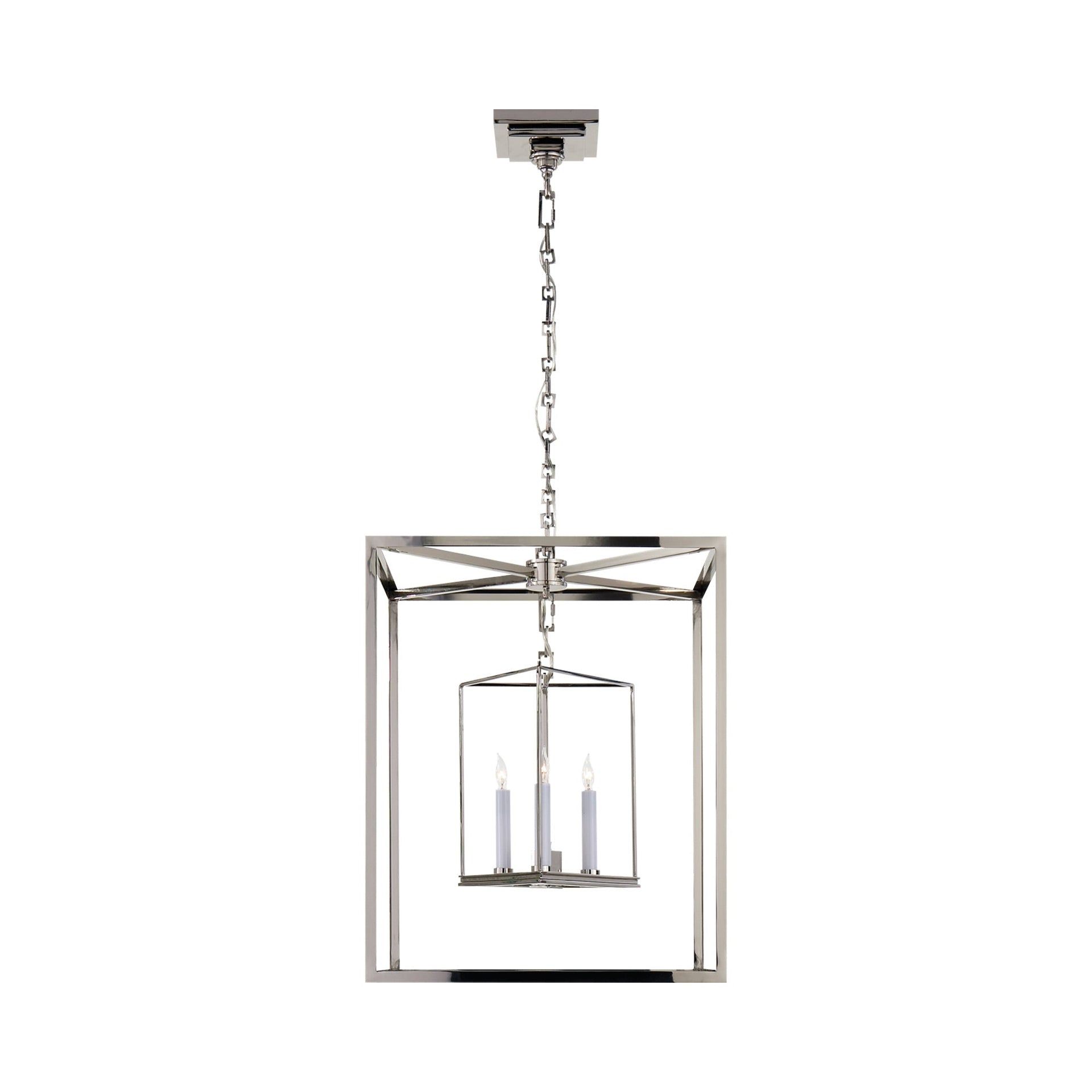 Polished Nickel Crystal Lantern Pendant Light