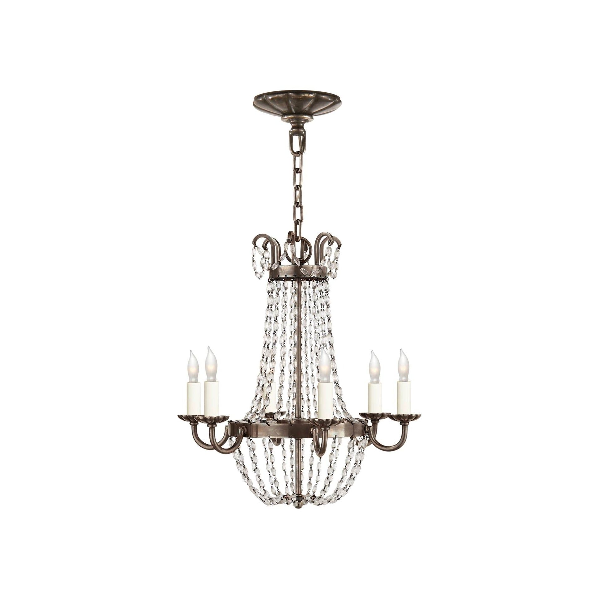 Paris Flea Market Inspired 17.5" Brass and Crystal Plug-in Chandelier