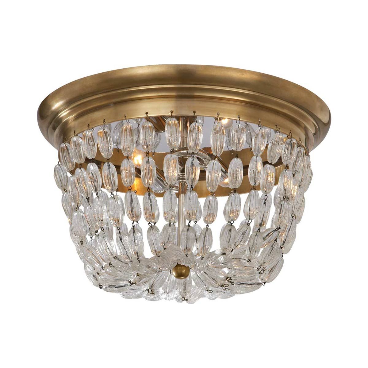 Antique-Burnished Brass and Glass 9"x13" Indoor/Outdoor Flush Mount