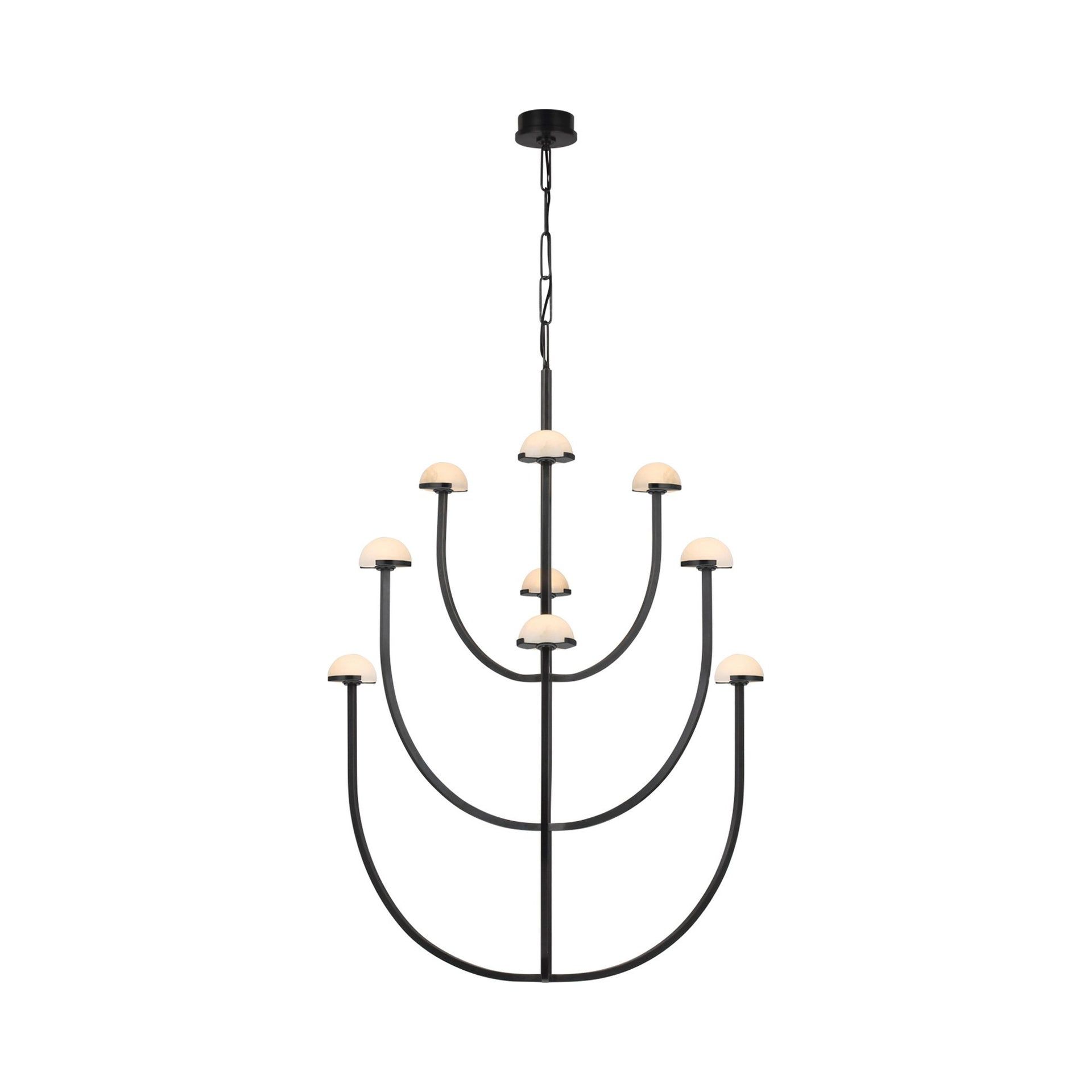 Pedra Curved Bronze 52" LED Chandelier with Alabaster Accents