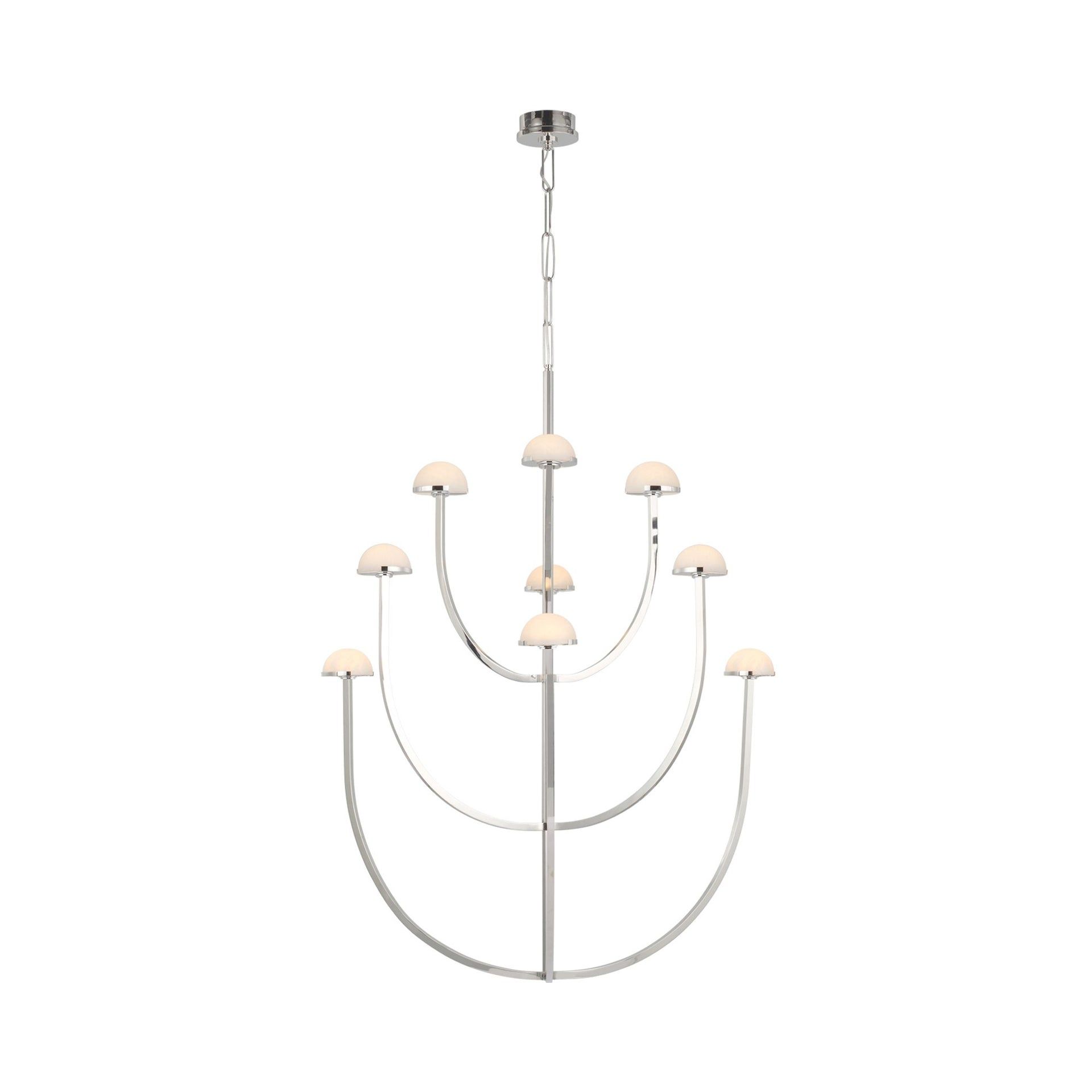 Pedra Polished Nickel 52" LED Chandelier with Alabaster Accents
