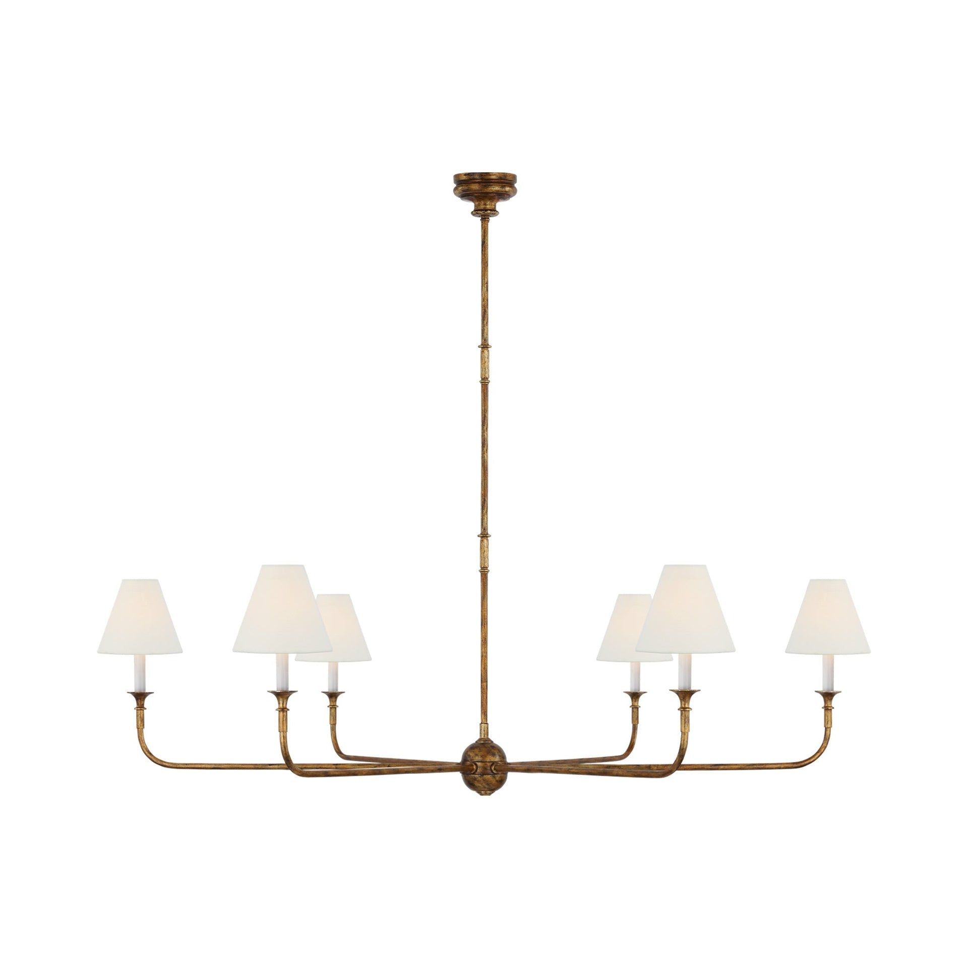 Antique Gild 6-Light Steel and Linen Chandelier