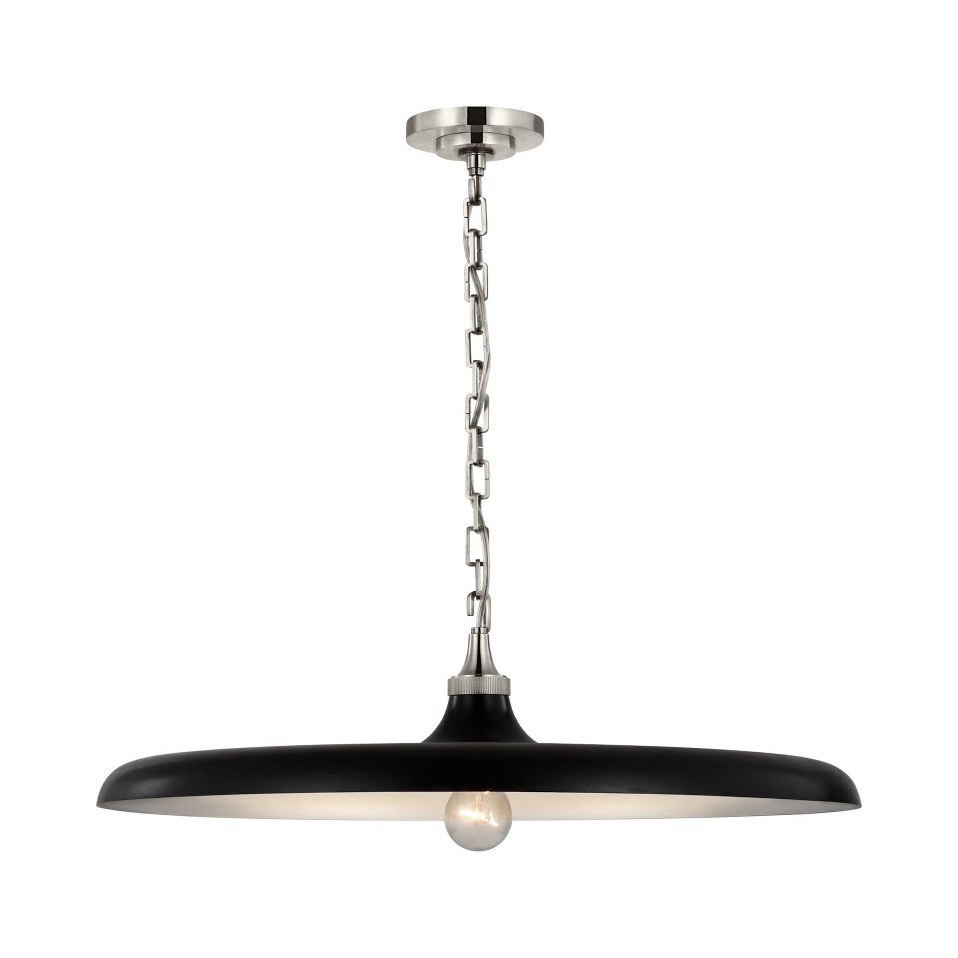 Polished Nickel and Black 24" LED Indoor/Outdoor Pendant Light