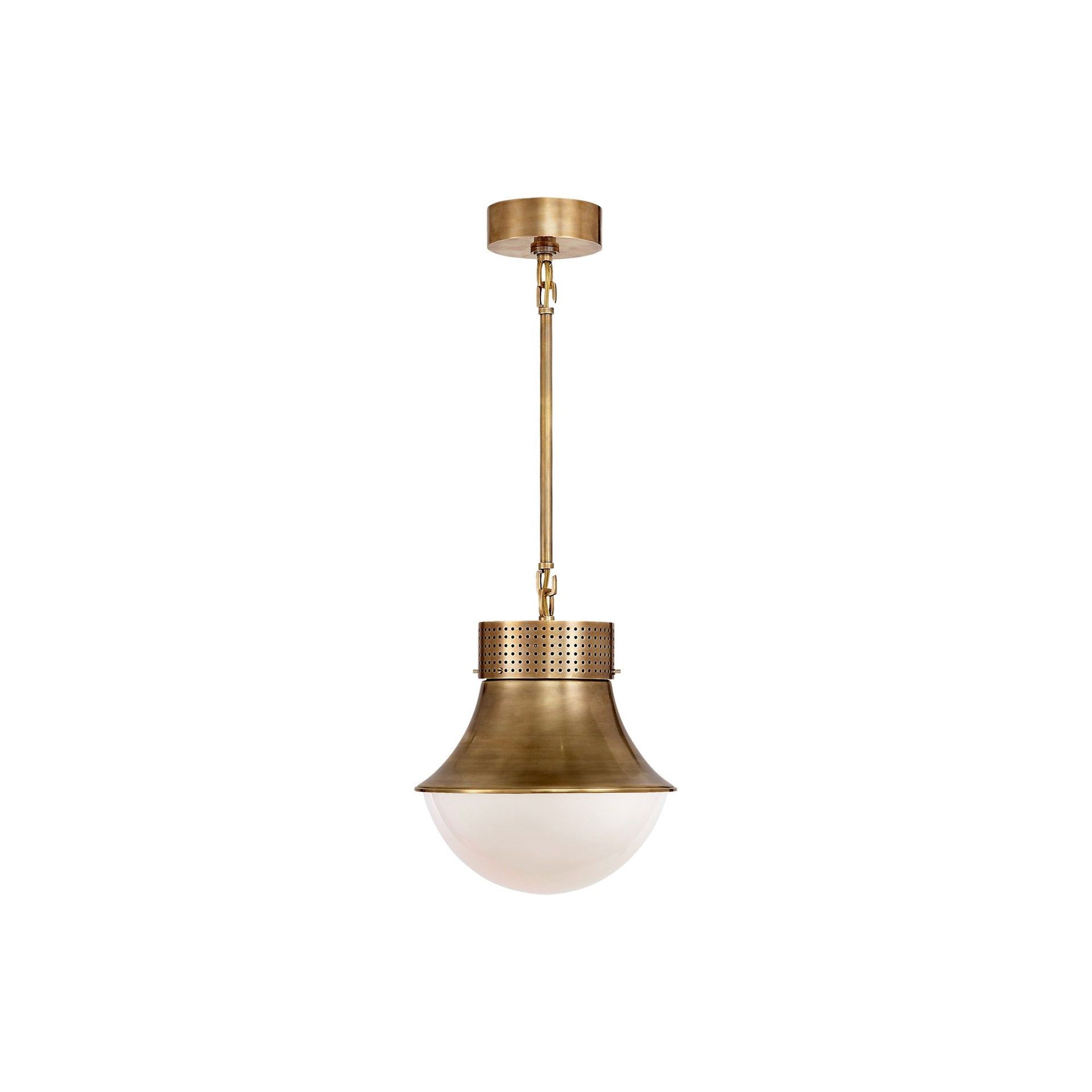 Antique-Burnished Brass Glass Bowl Pendant Light - 12"x10"