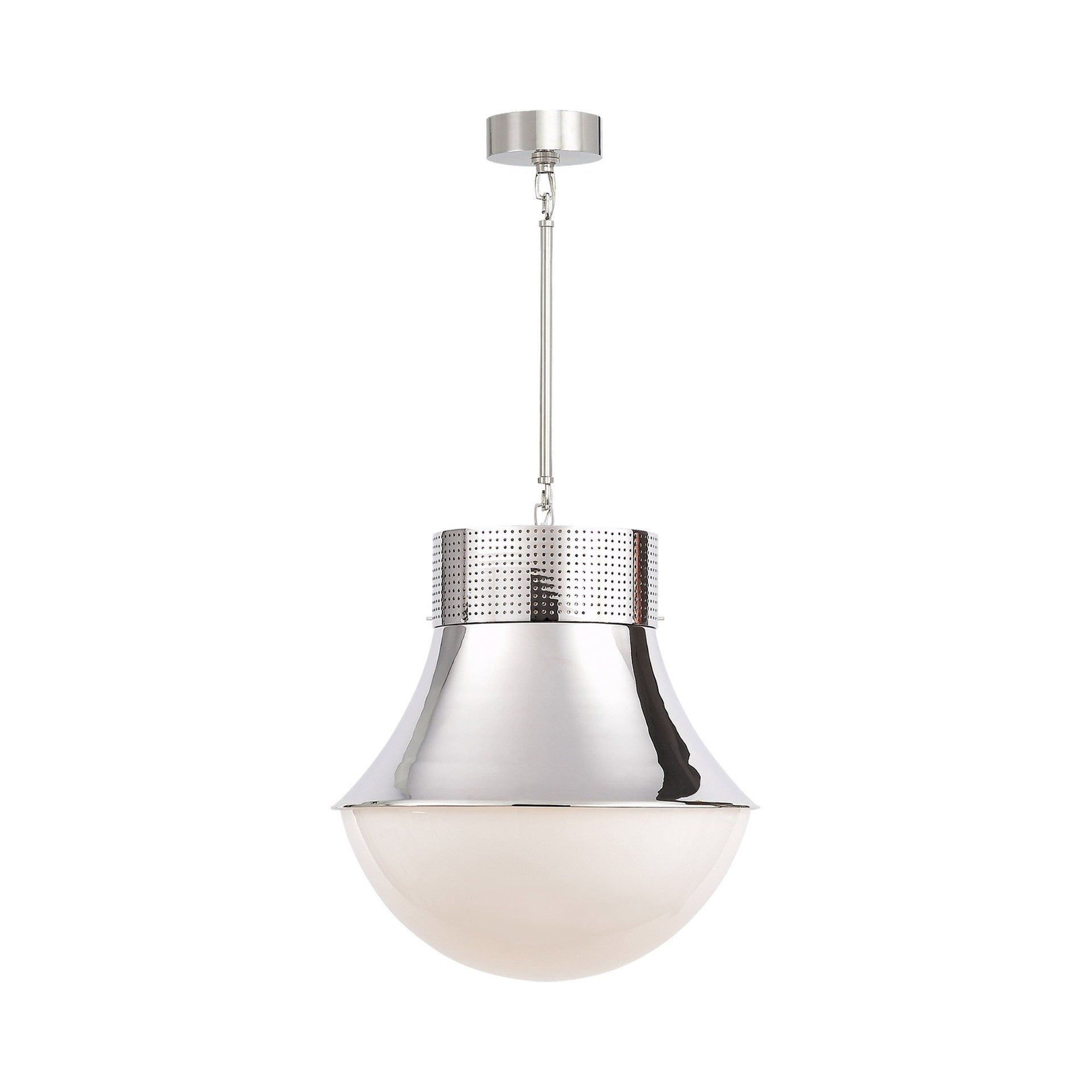 Sleek Precision 19" Polished Nickel Pendant with Perforated Collar