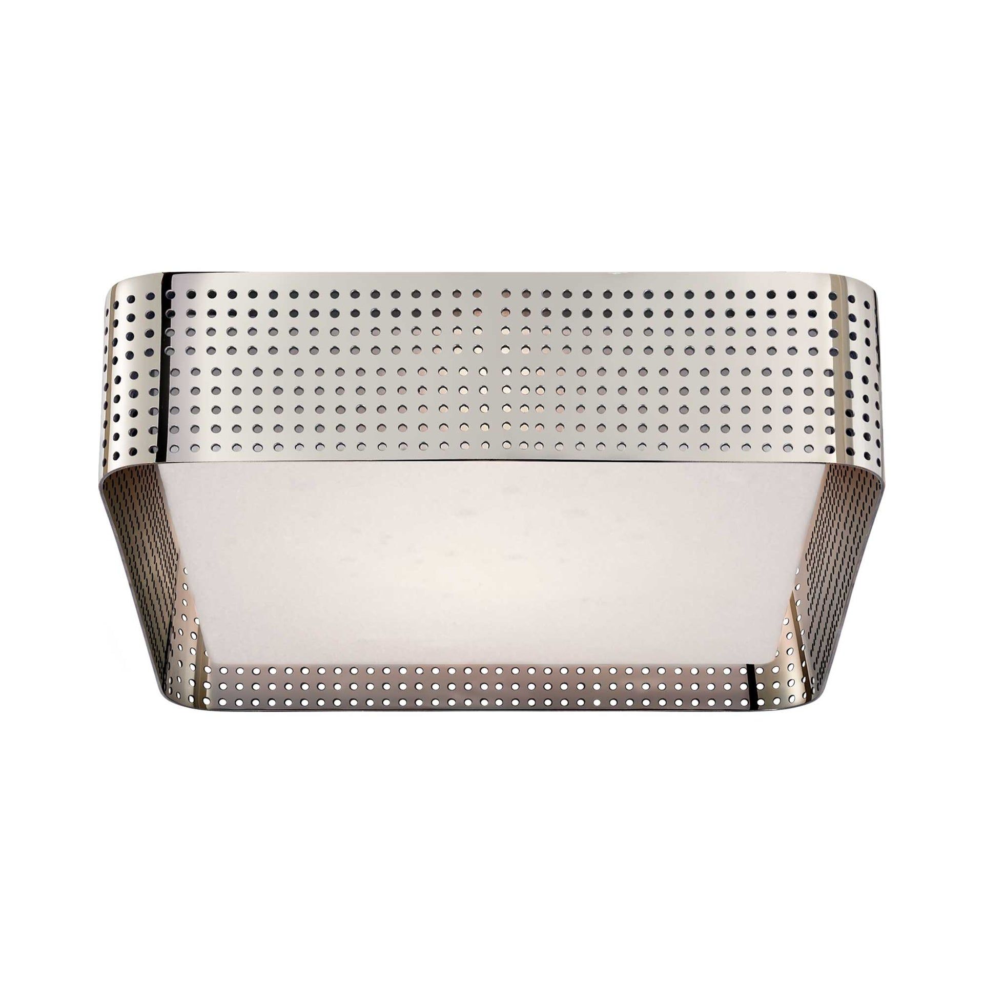 Precision Large 12.5" Polished Nickel Square Flush Mount with Glass Diffuser