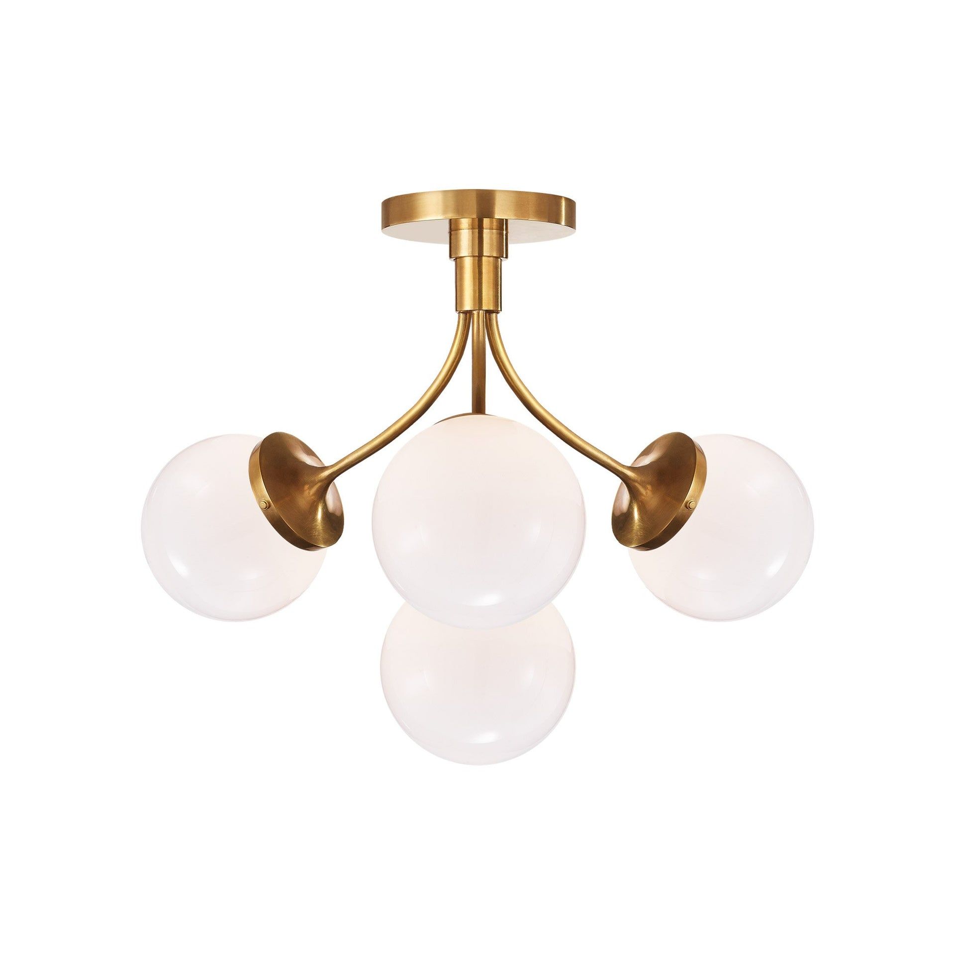 Prescott Soft Brass 4-Light Globe Semi Flush Mount