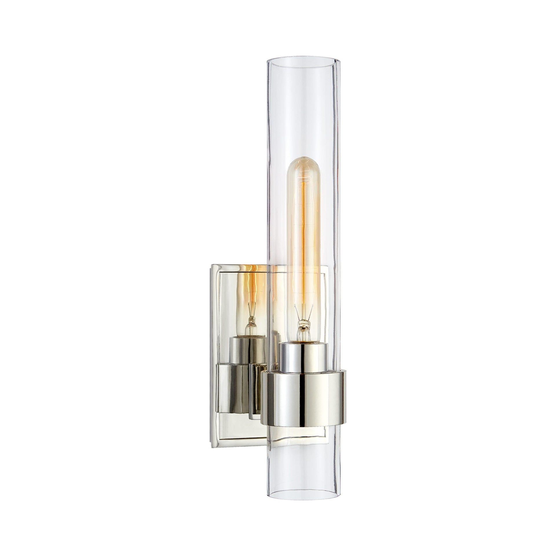 Presidio Polished Nickel 14" Direct Wired Sconce with Clear Glass Shade