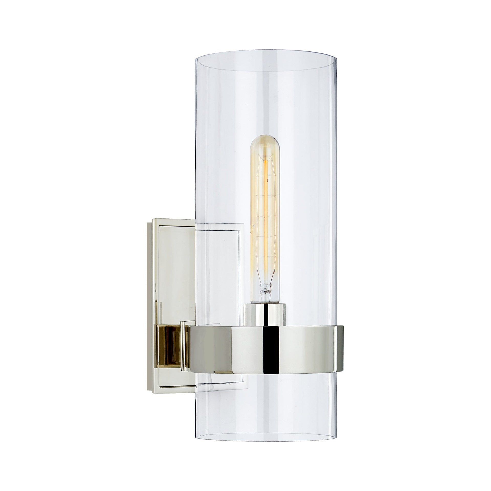 Presidio Polished Nickel 14" Direct-Wired Black Sconce