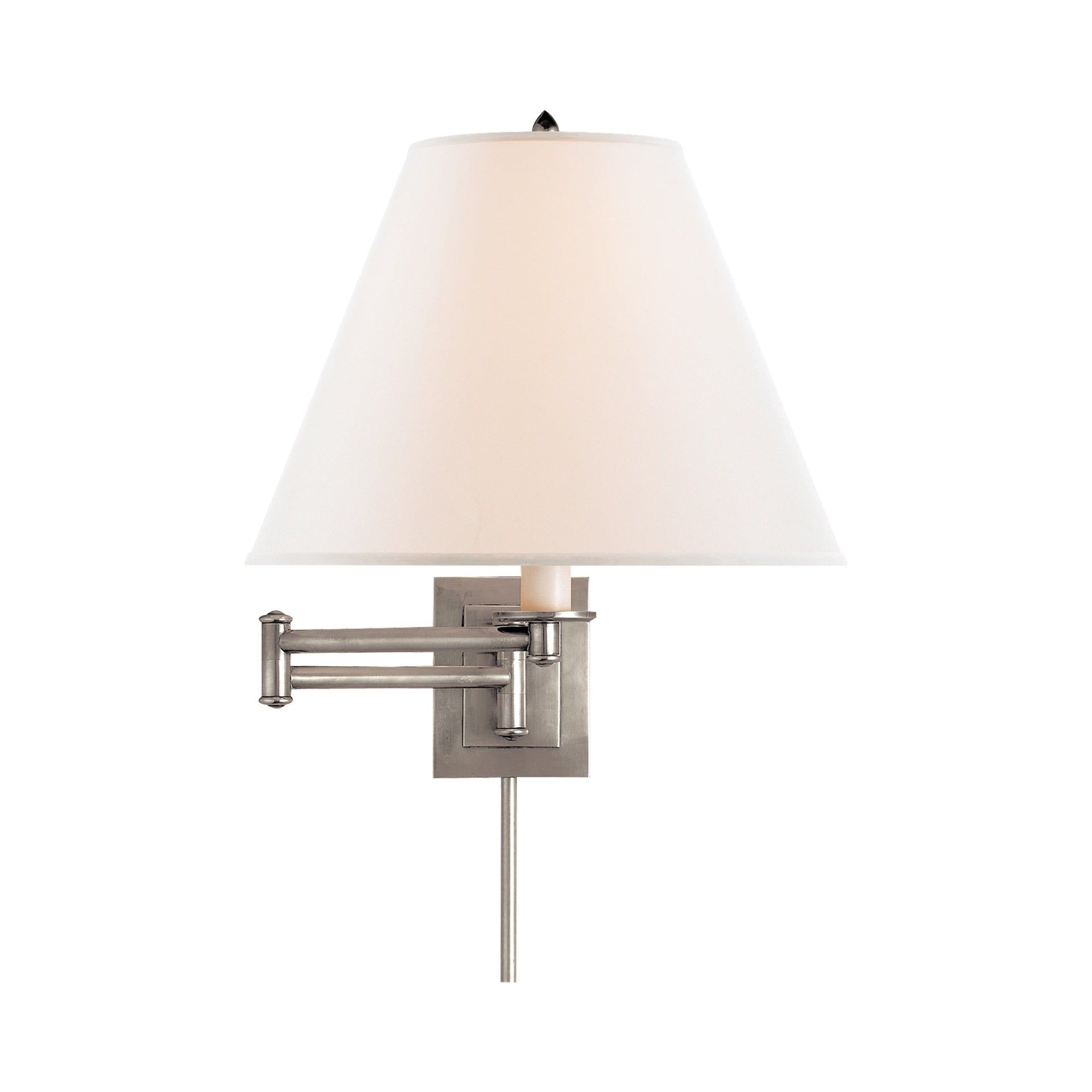 Antique Nickel 14" Swing Arm Wall Lamp with Linen Shade