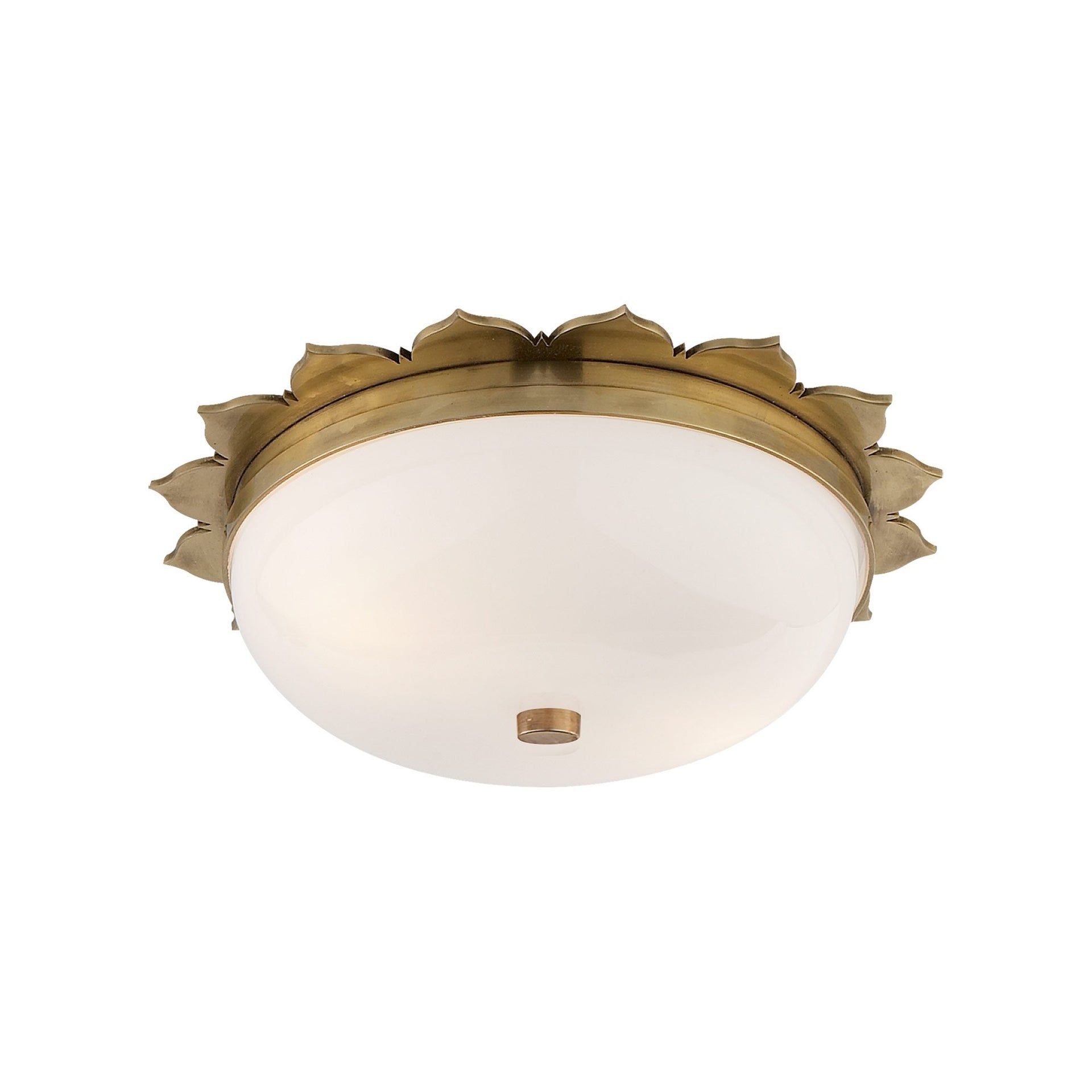 Rachel Floral Natural Brass Flush Mount with White Glass