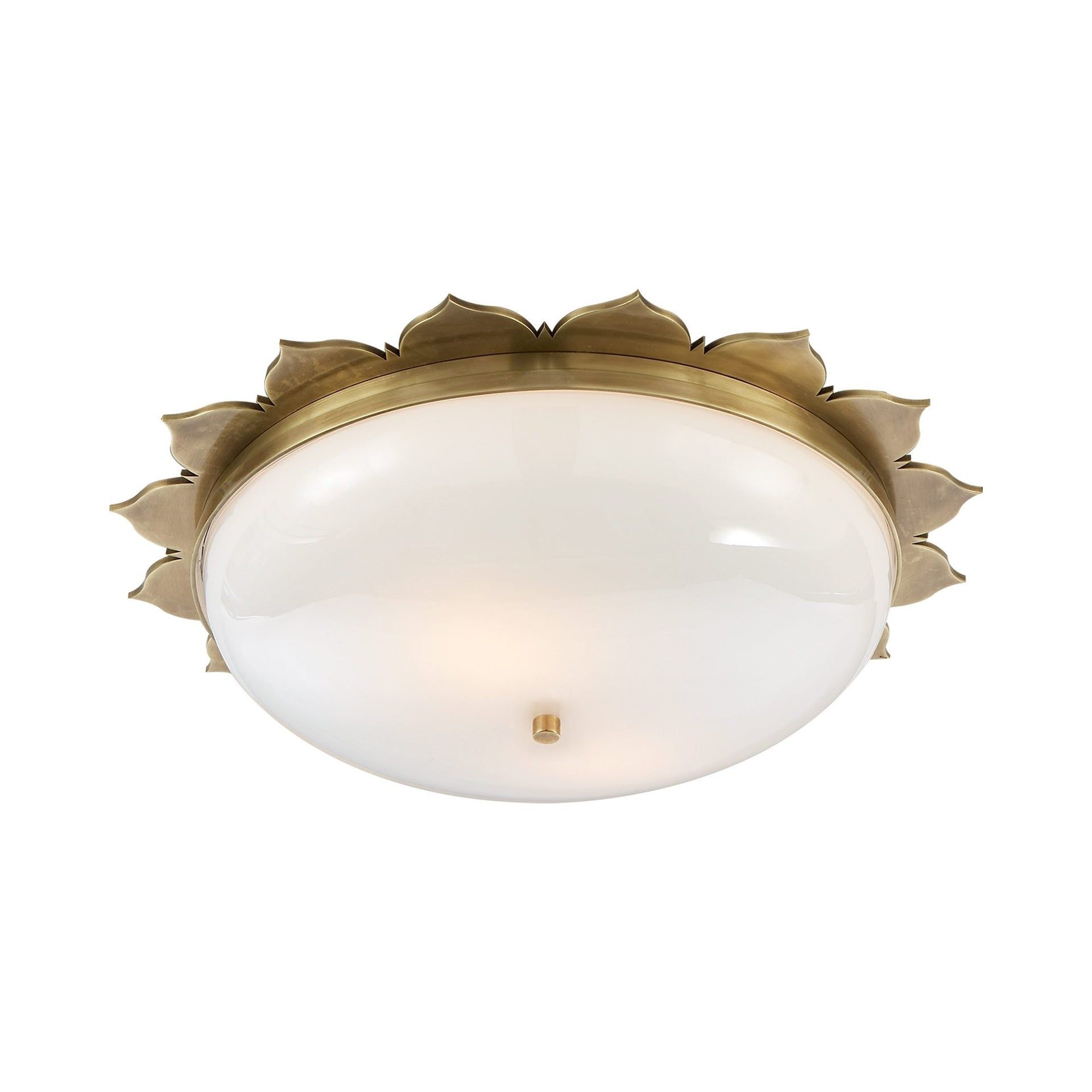 Rachel Natural Brass and White Glass Flush Mount Light
