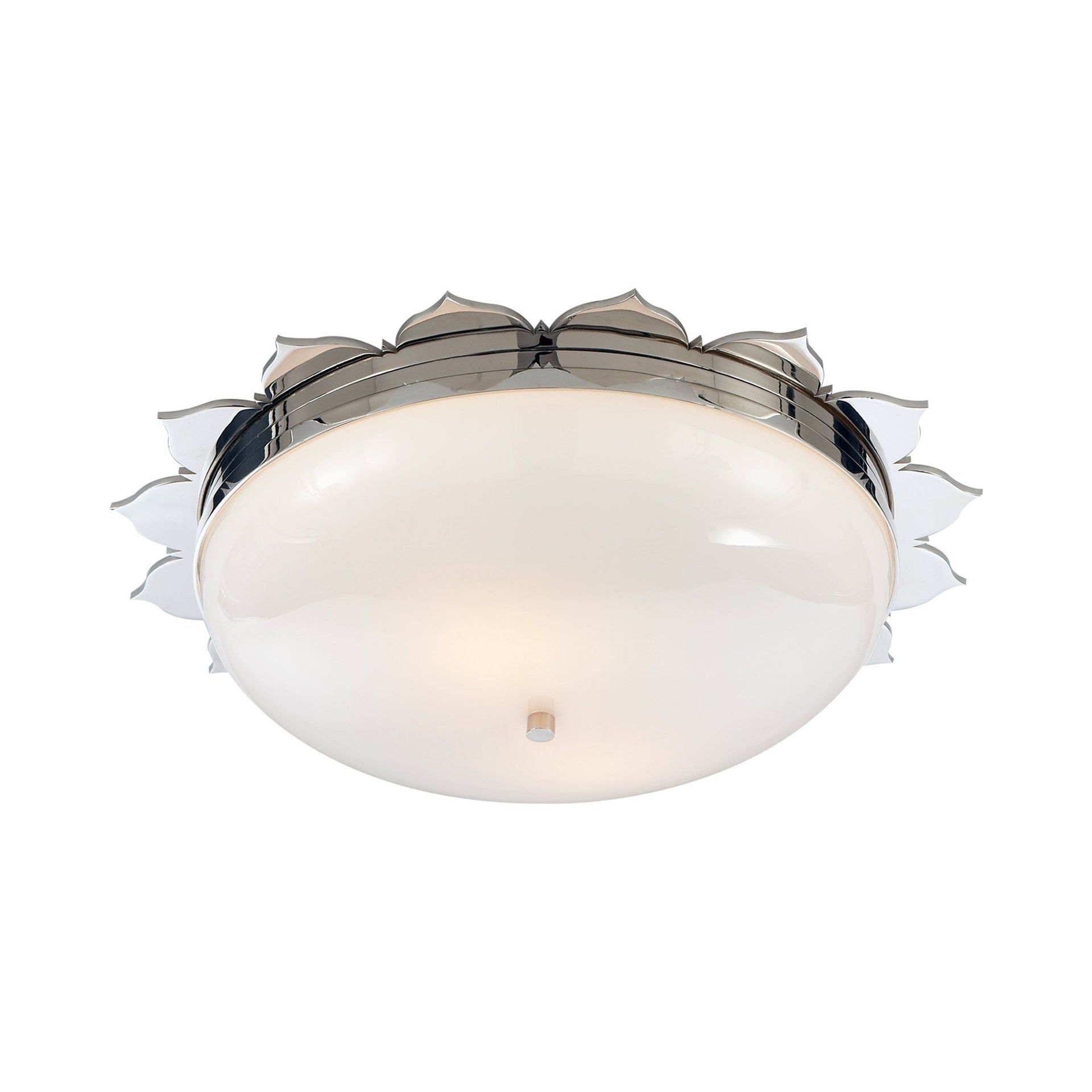 Rachel Polished Nickel Floral Flush Mount with White Glass