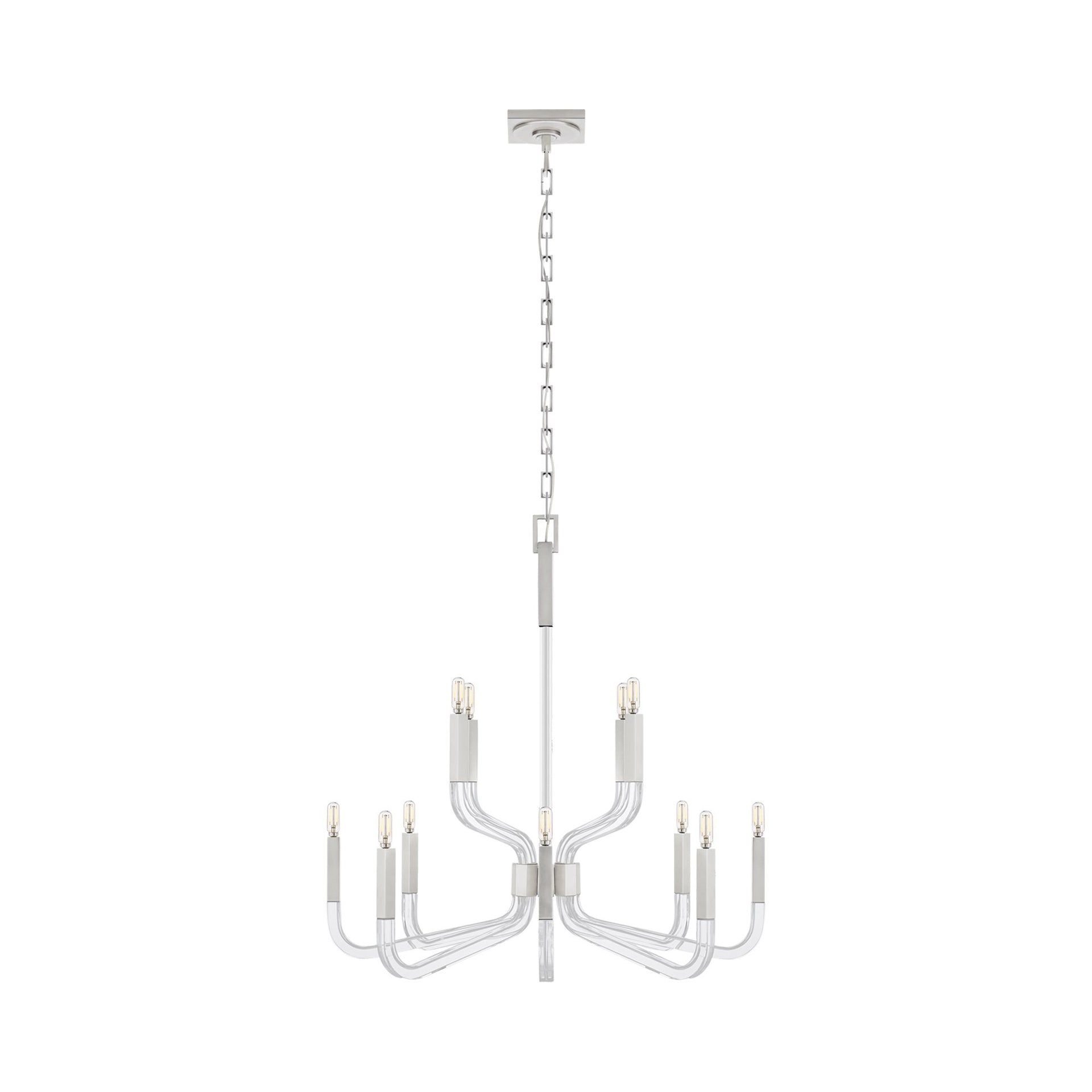 Reagan Polished Nickel & Crystal 12-Light Contemporary Chandelier