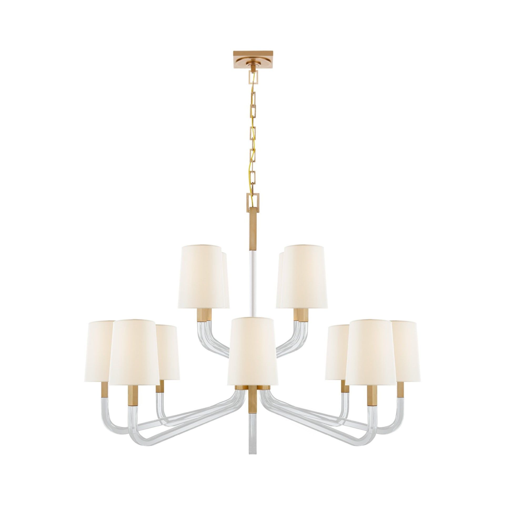 Antique-Burnished Brass and Crystal Two Tier Chandelier