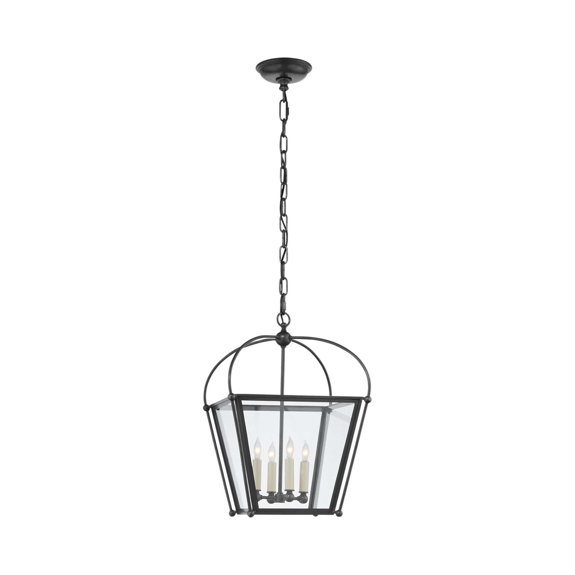 Bronze and Polished Nickel 20" Glass Lantern Light