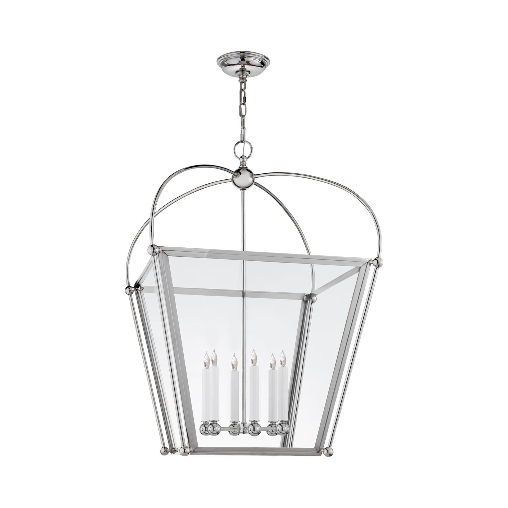 Riverside Modern Classic Polished Nickel & Glass Lantern