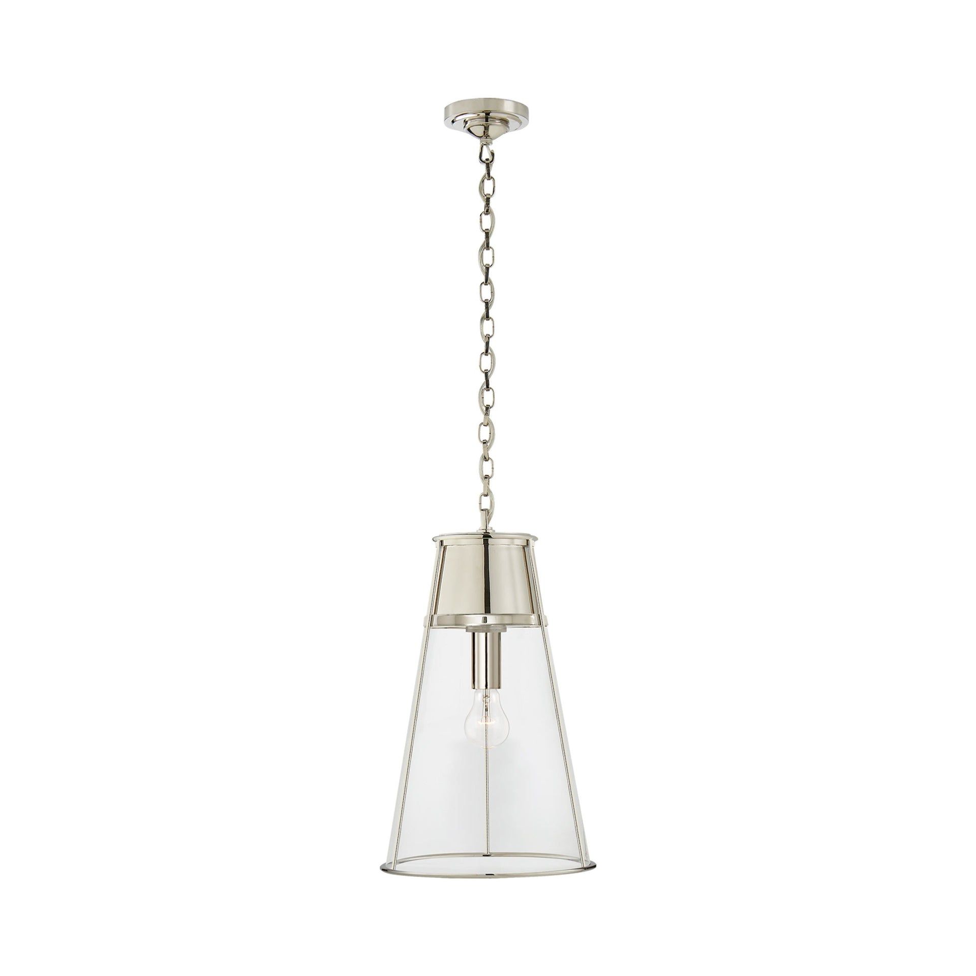 Robinson 19.5" Polished Nickel & Seeded Glass Indoor/Outdoor Pendant