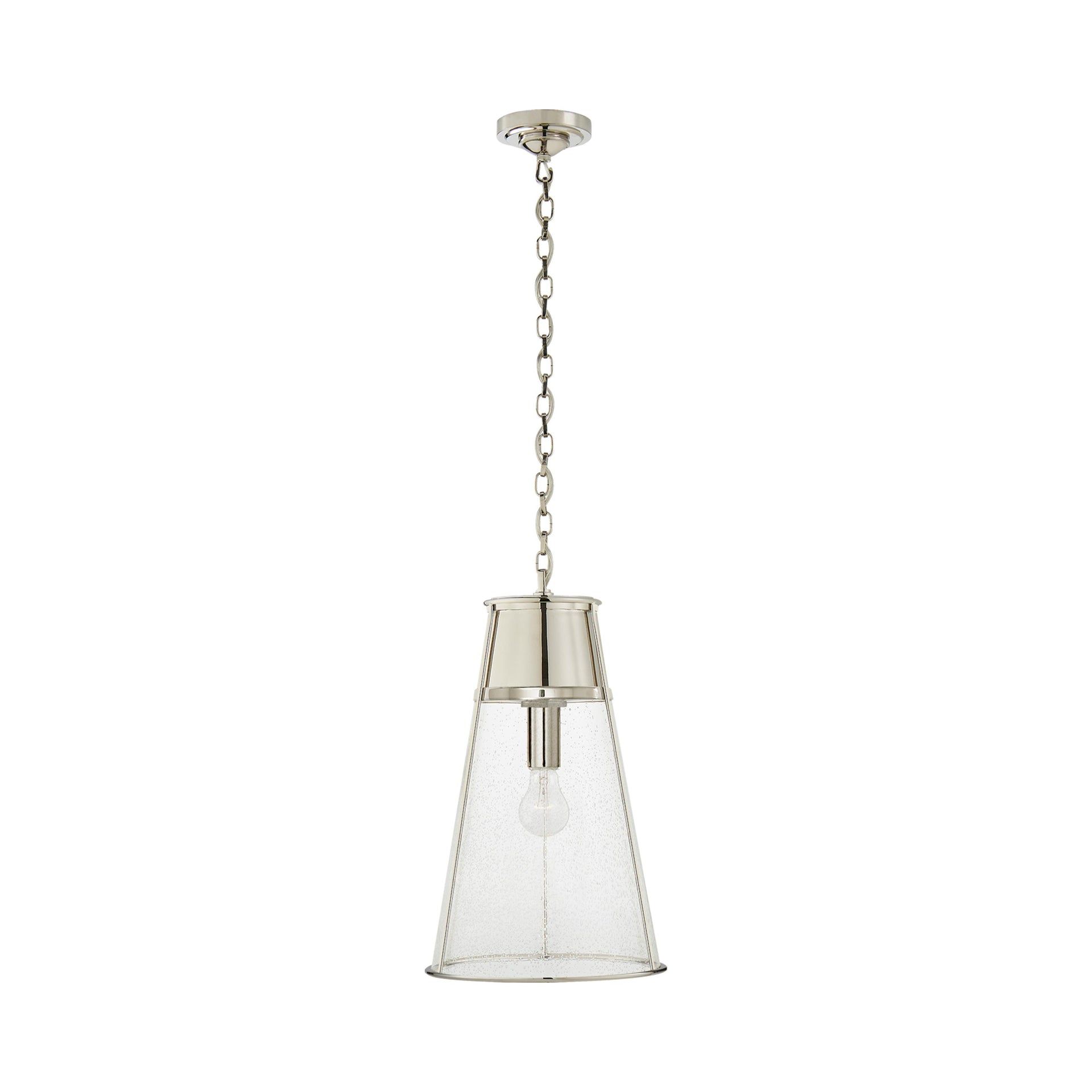Robinson Contemporary Seeded Glass & Polished Nickel Pendant
