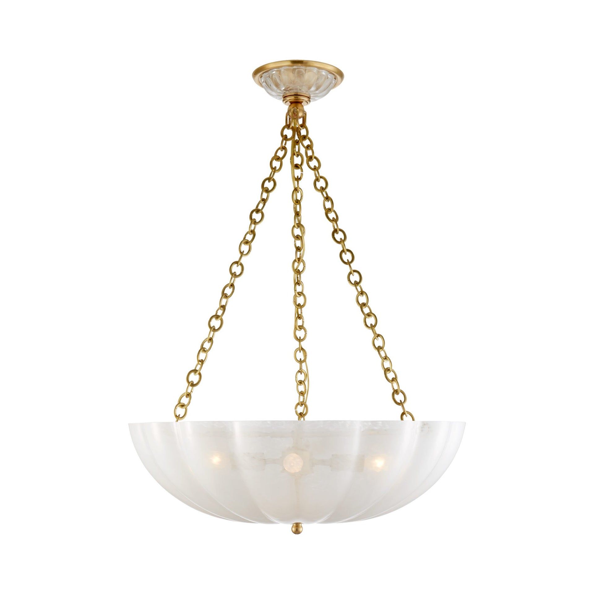 Antique Brass and Crystal 4-Light Candle Chandelier