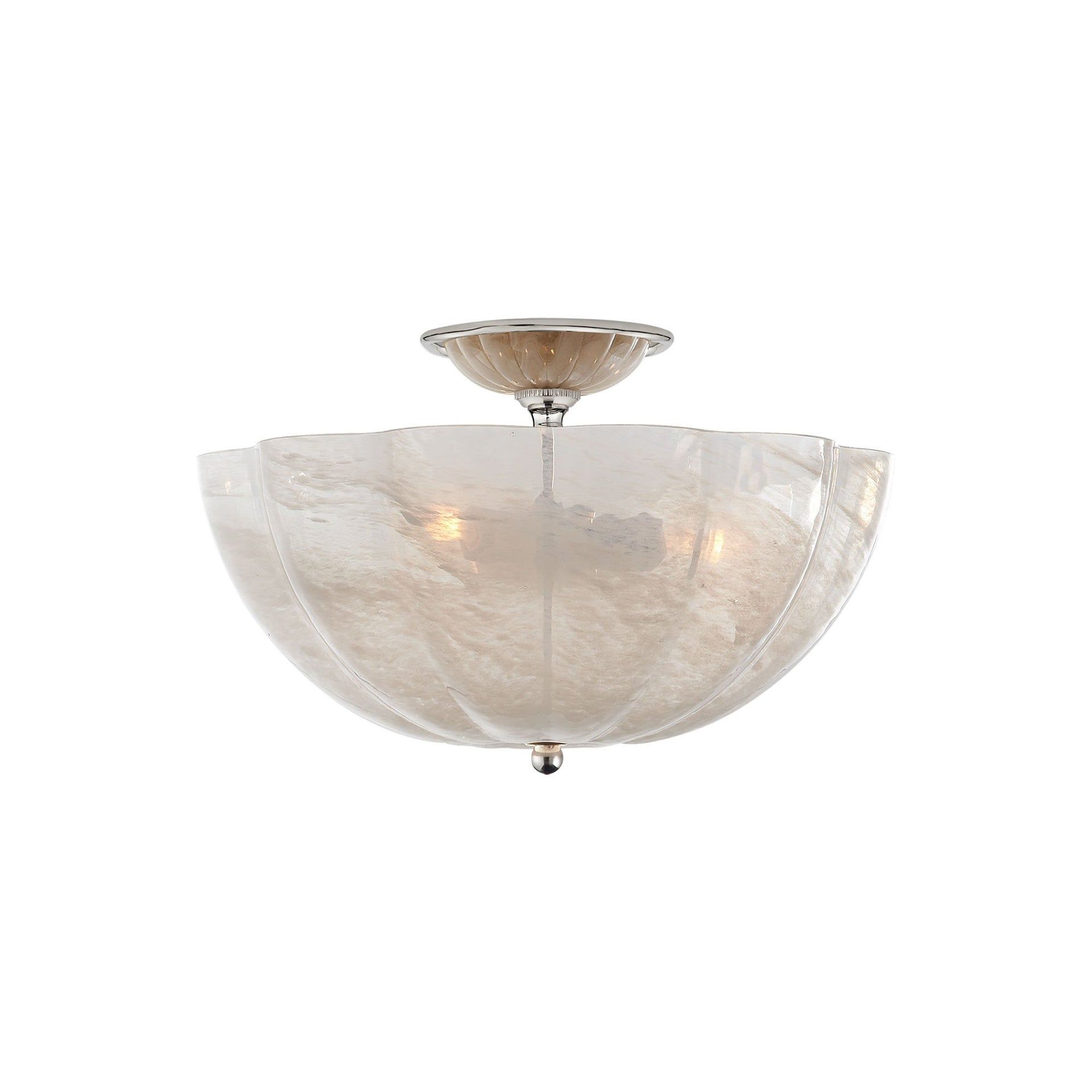 Polished Nickel 16" Glass Semi Flush Mount Light