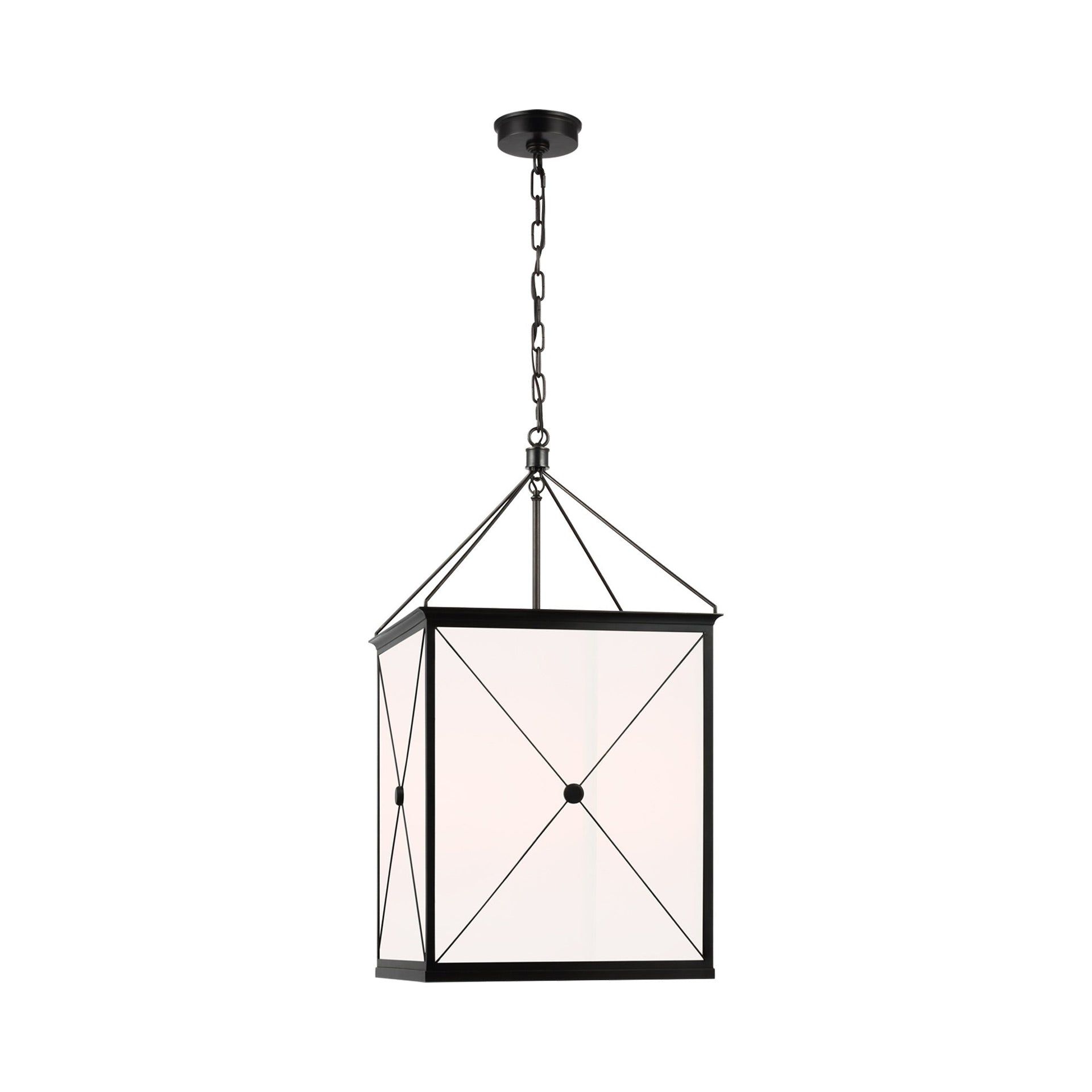 Rossi 33.5" Modern Bronze LED Pendant Light with Glass Panels