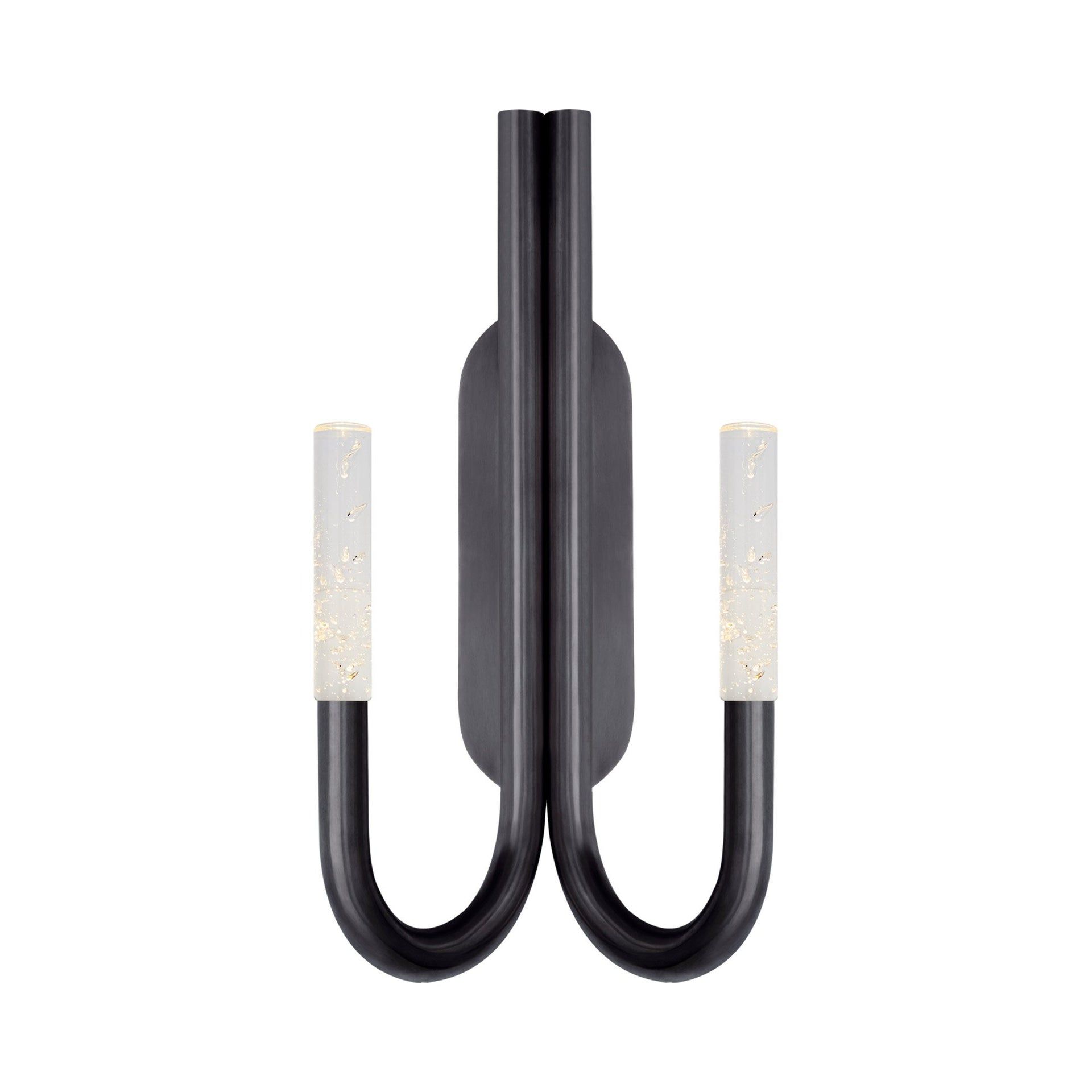 Rousseau Double Curve 20'' Black and Bronze LED Vanity Sconce