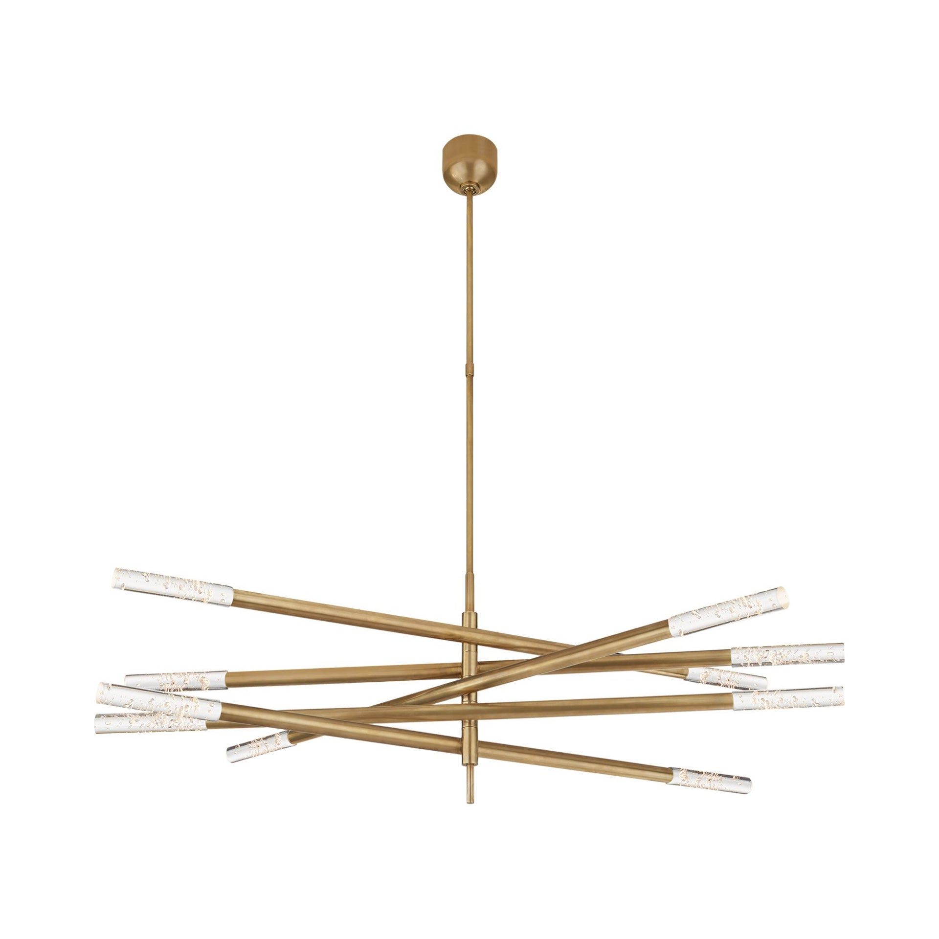 Antique Brass and Seeded Glass 10-Light LED Chandelier