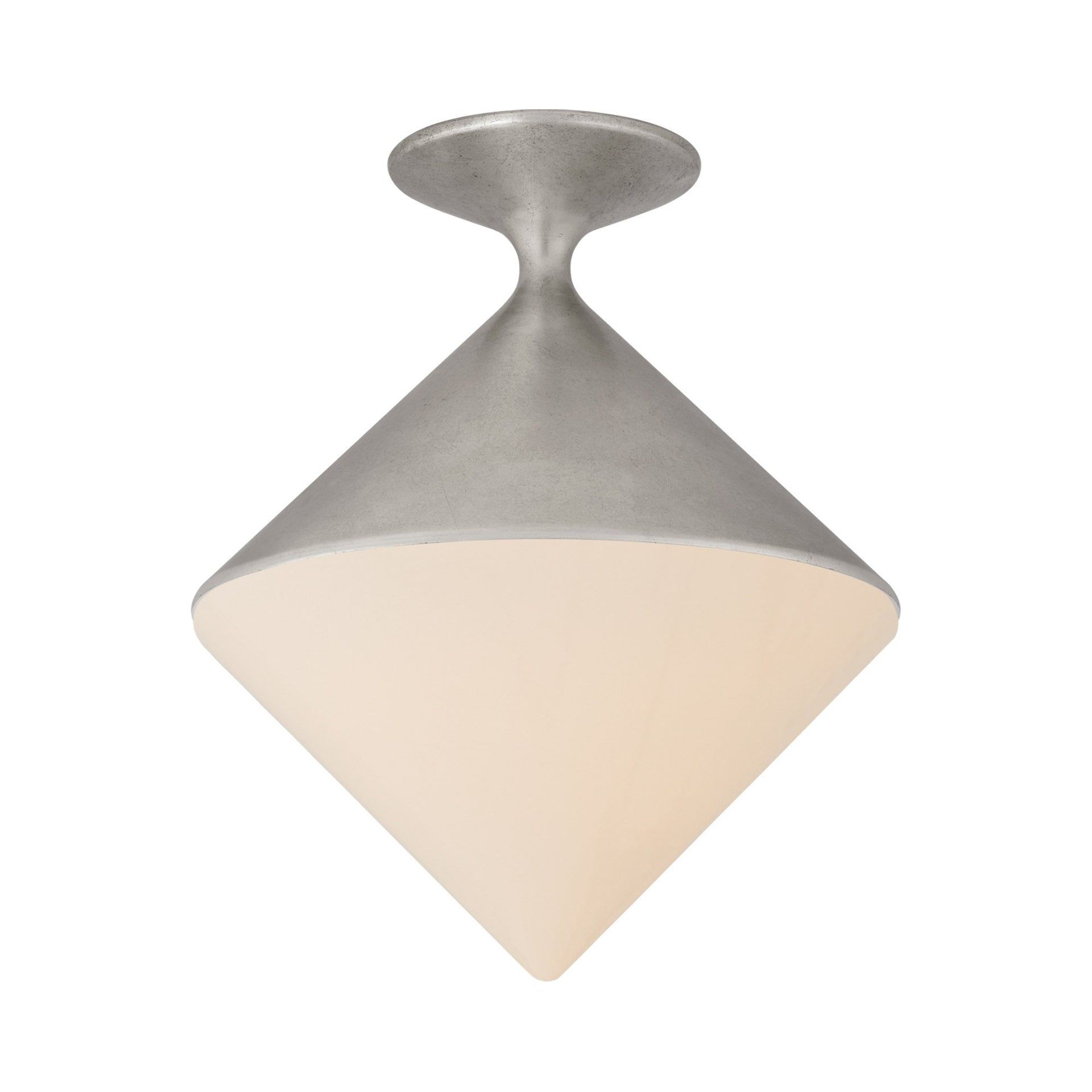 Small Burnished Silver Leaf Glass Flush Mount Light