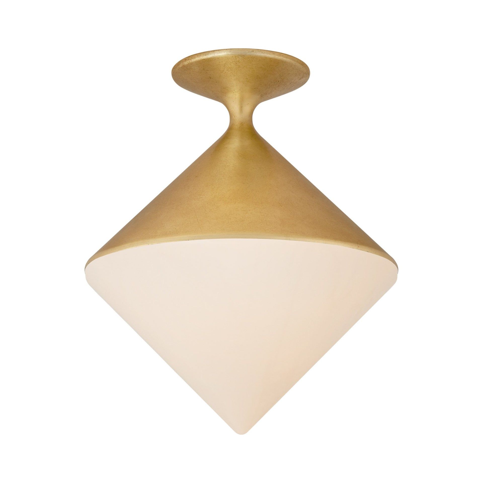 Sarnen Gilded White Glass LED Flush Mount, 15.75"