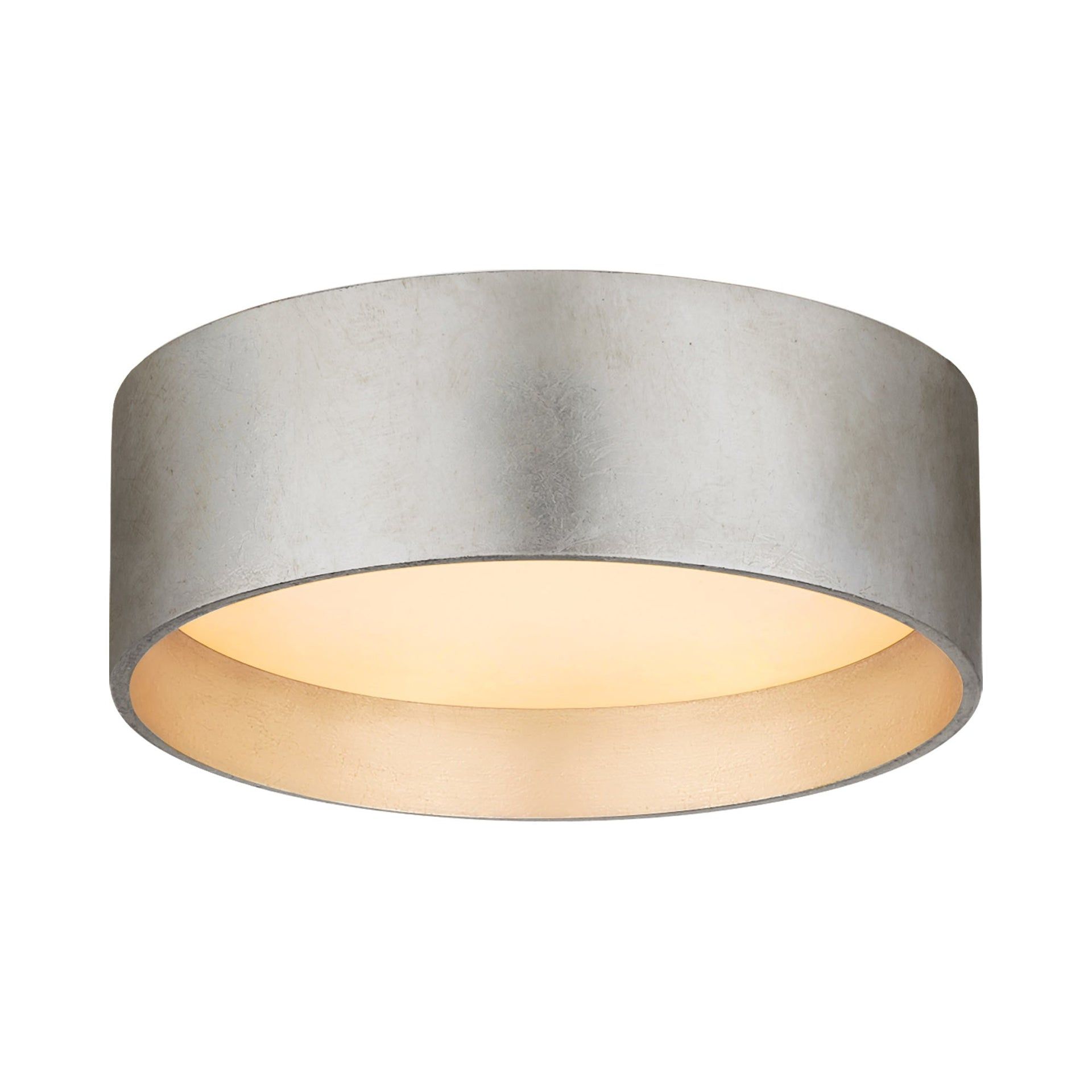 Burnished Silver Leaf 2" LED Drum Flush Mount Light