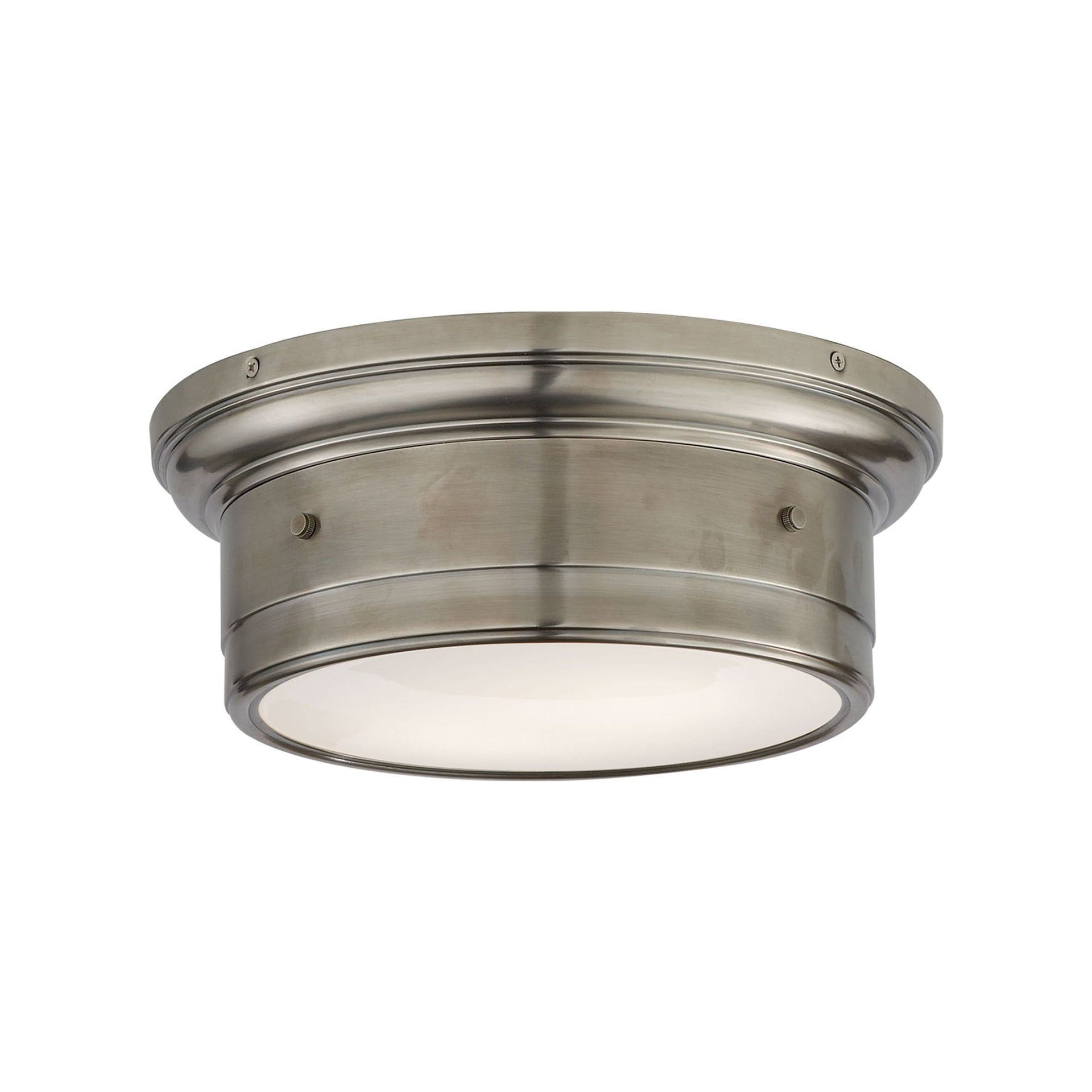 Siena Rivet-Detailed 11.75" Polished Nickel Ceiling Light with White Glass