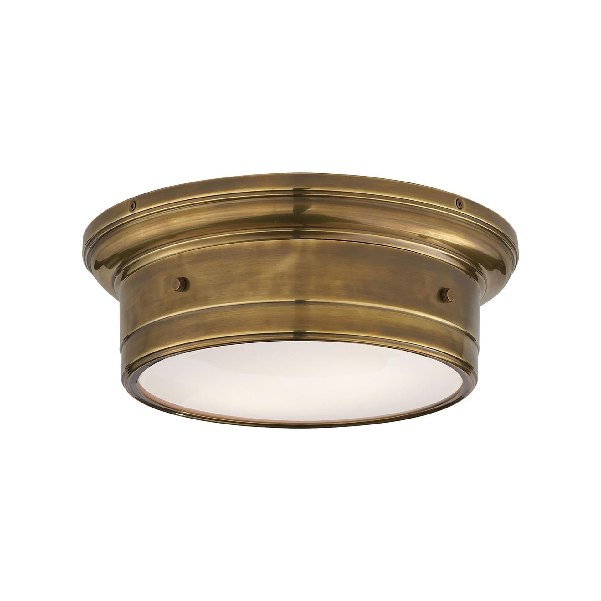 Hand-Rubbed Antique Brass and Glass Flush Mount Light